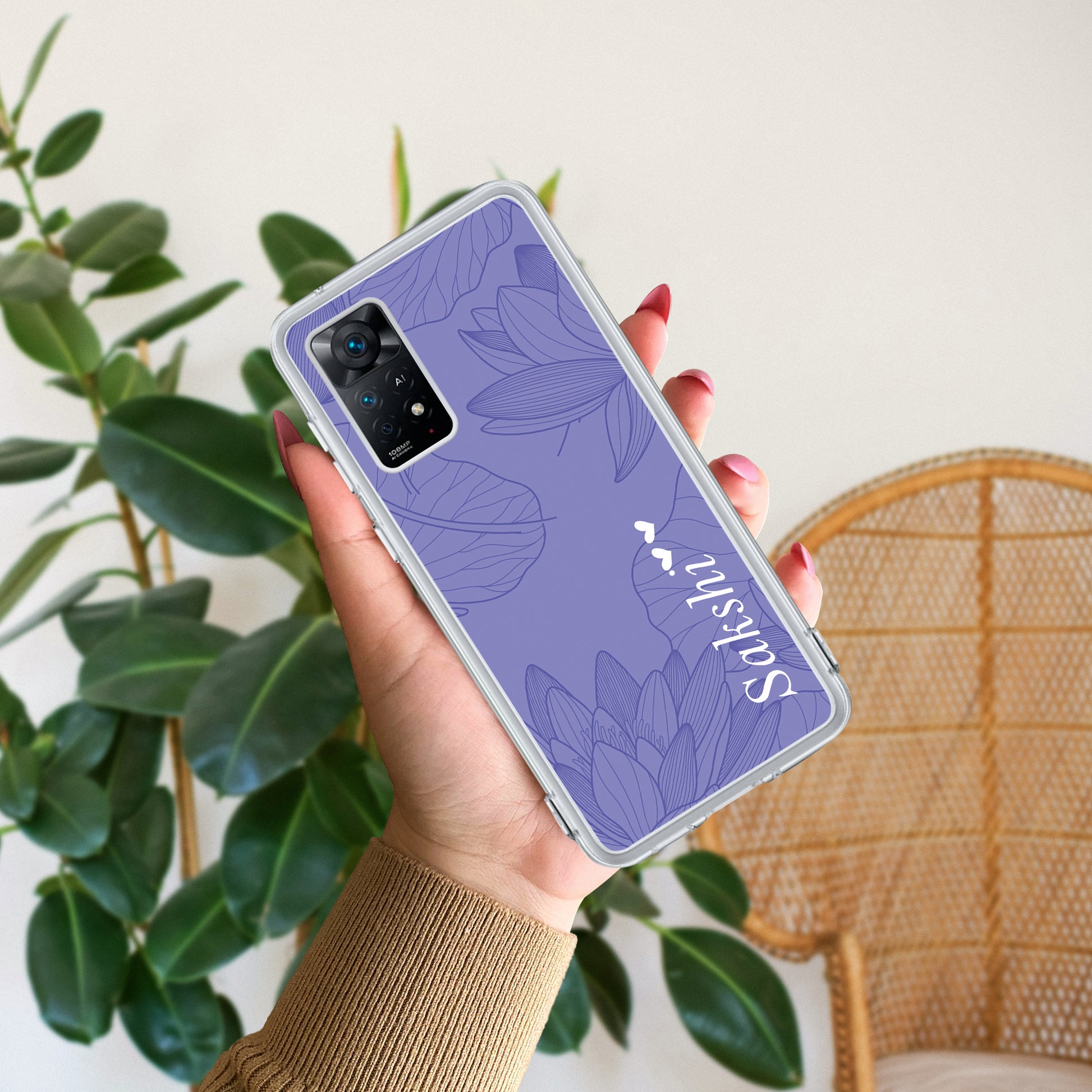 Customized luxury Purple leaves Transparent Silicon Case For Poco ShopOnCliQ