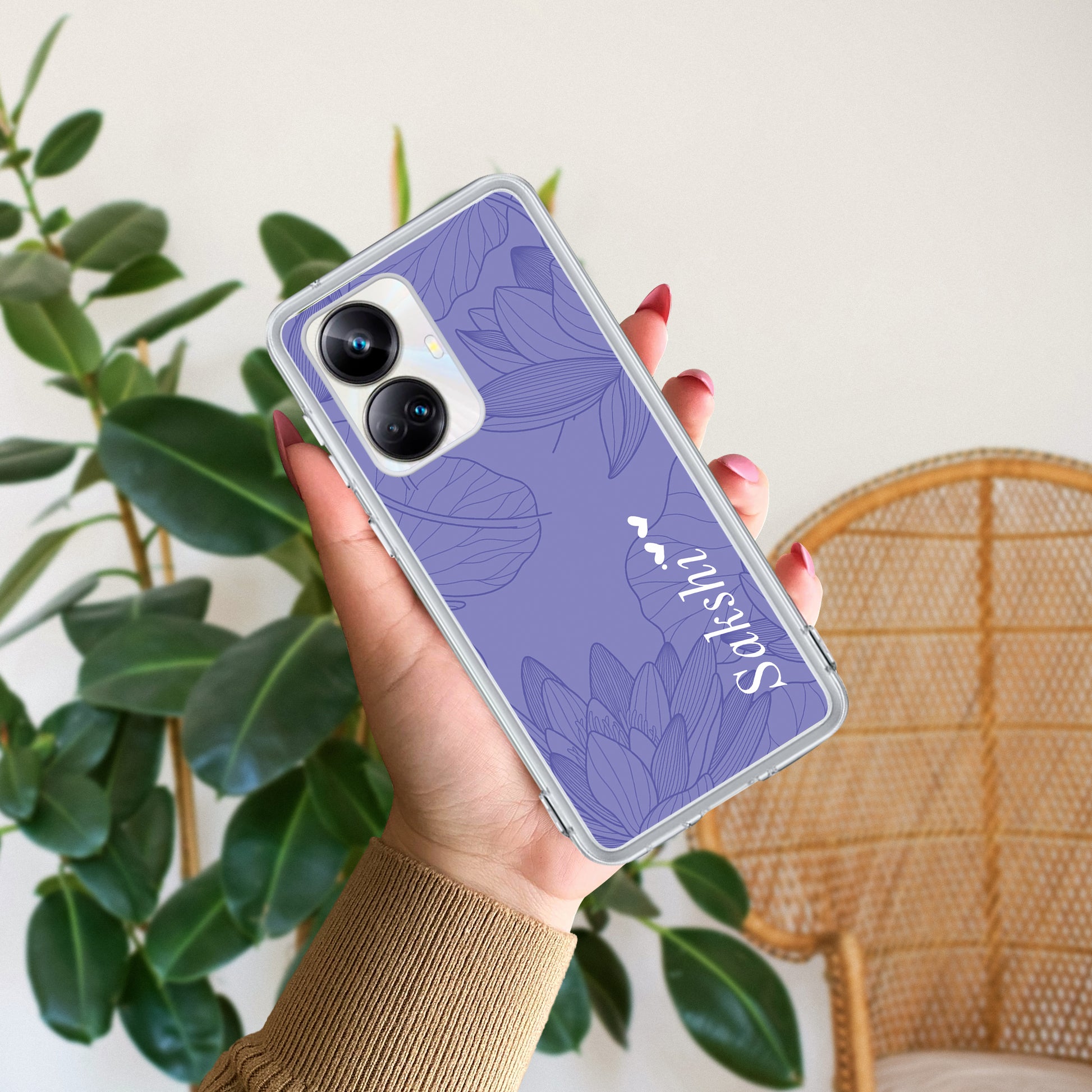 Customized luxury Purple leaves Transparent Silicon Case For Realme/Narzo - ShopOnCliQ