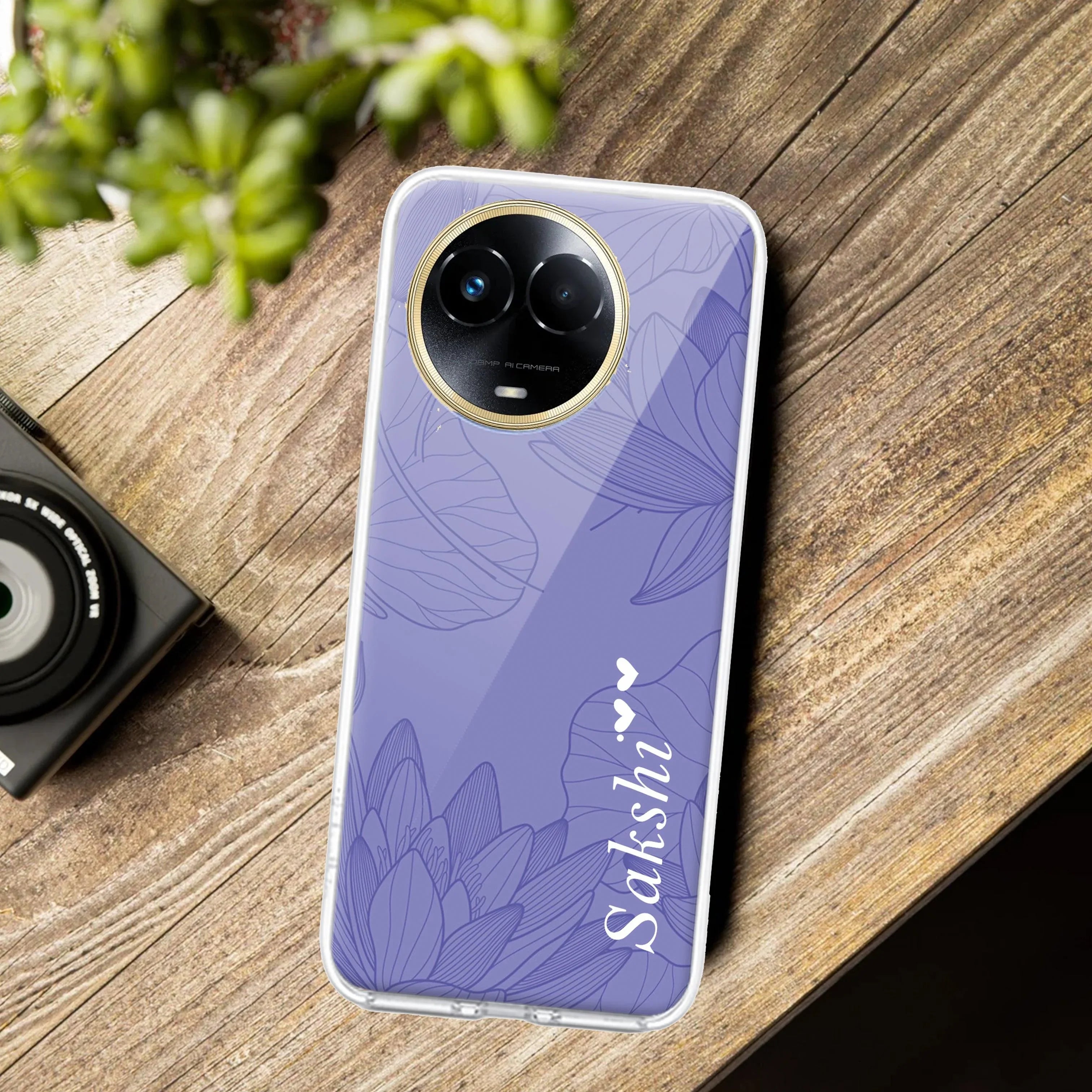 Customized luxury Purple leaves Transparent Silicon Case For Realme 11 5G