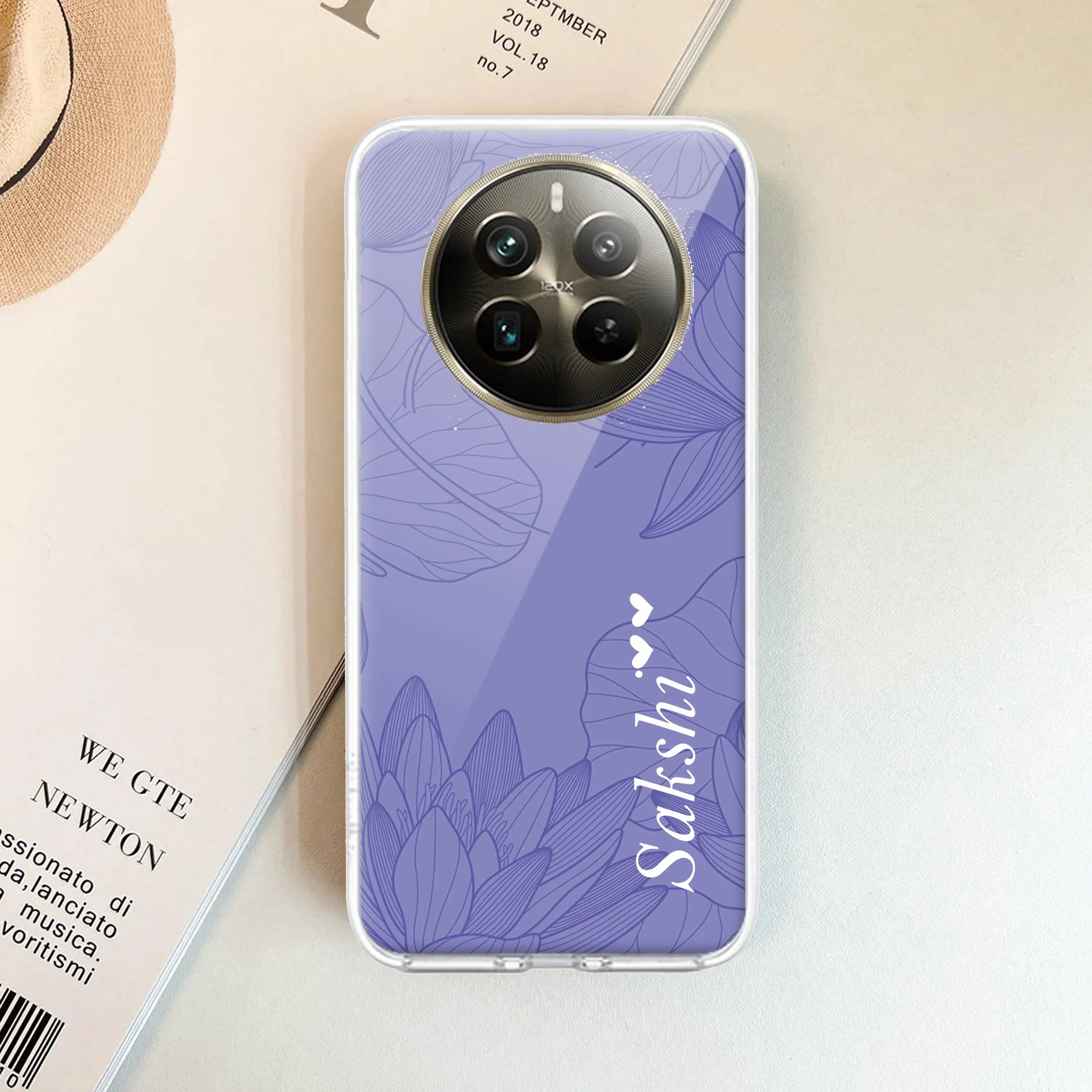 Customized luxury Purple leaves Transparent Silicon Case For Realme C67 5G