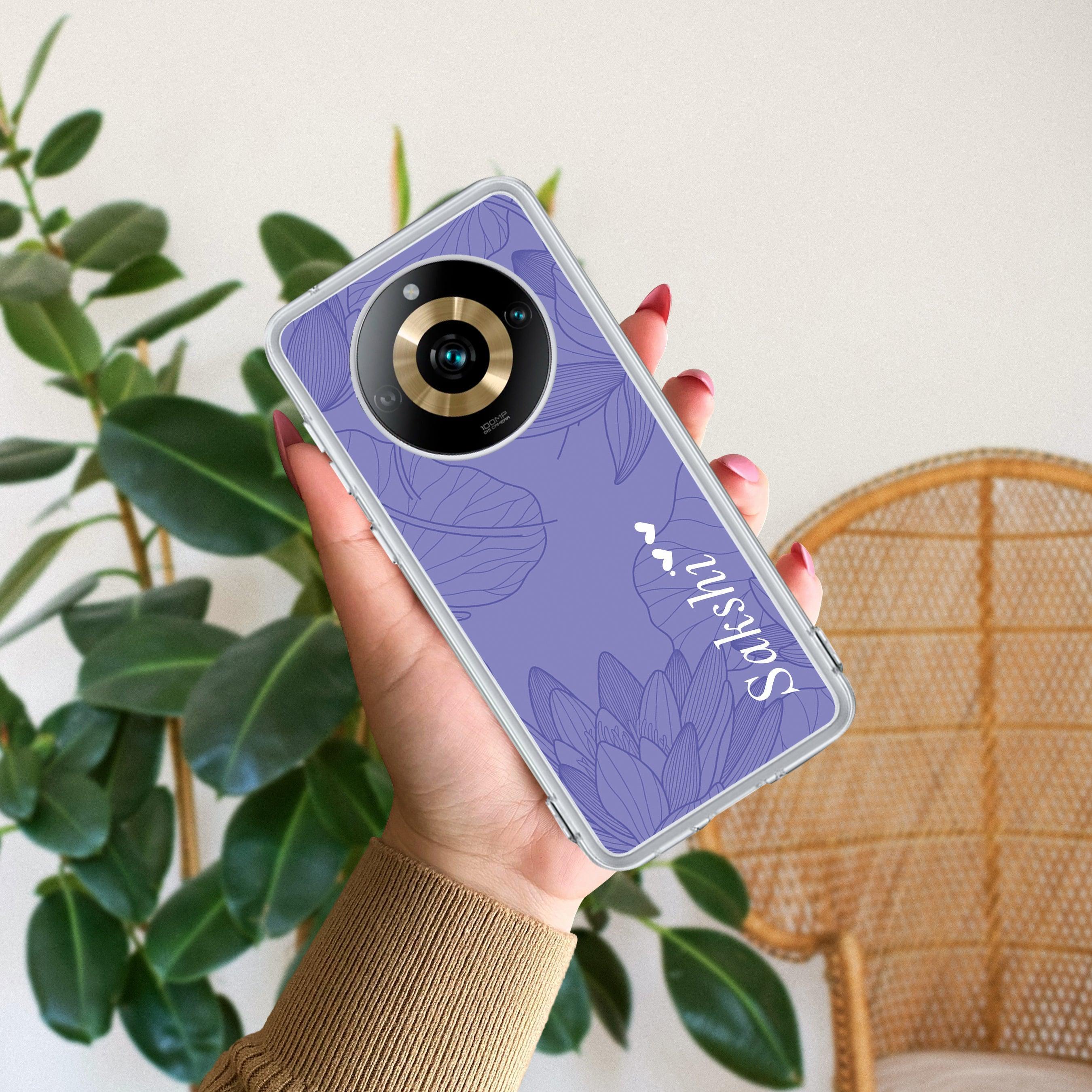 Customized luxury Purple leaves Transparent Silicon Case For Realme 9 Pro 5G