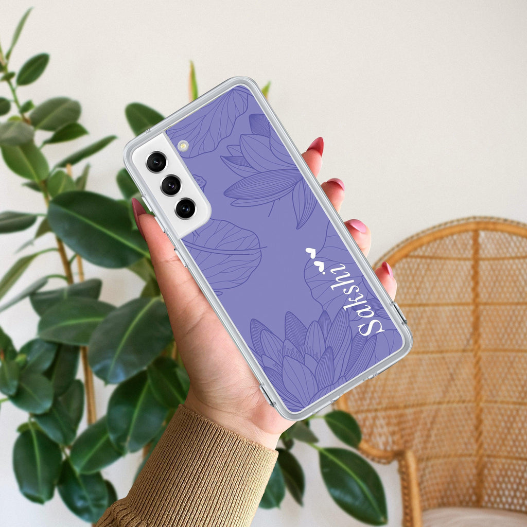 Customized luxury Purple leaves Transparent Silicon Case ForSamsung Galaxy S22 5G