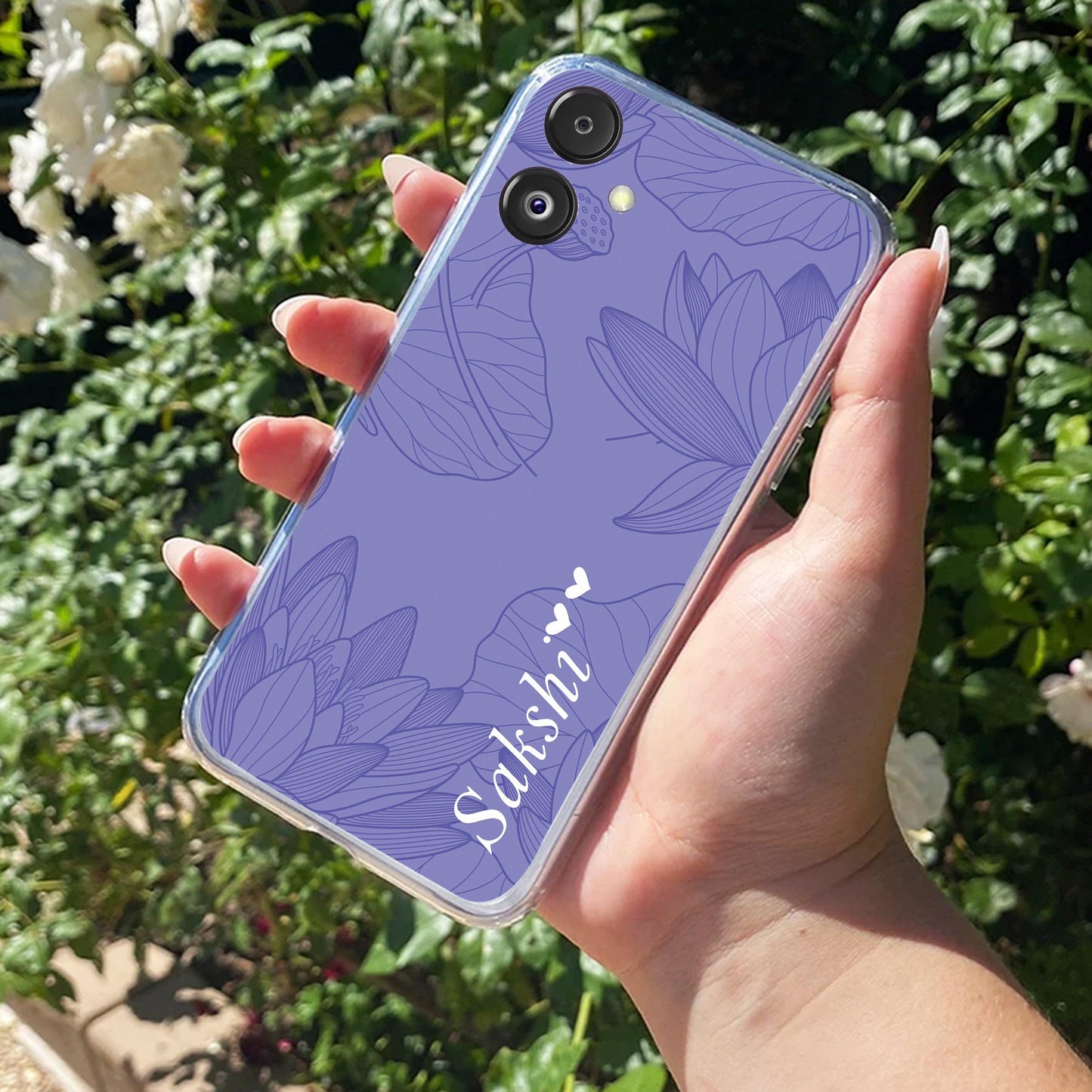 Customized luxury Purple leaves Transparent Silicon Case For Samsung