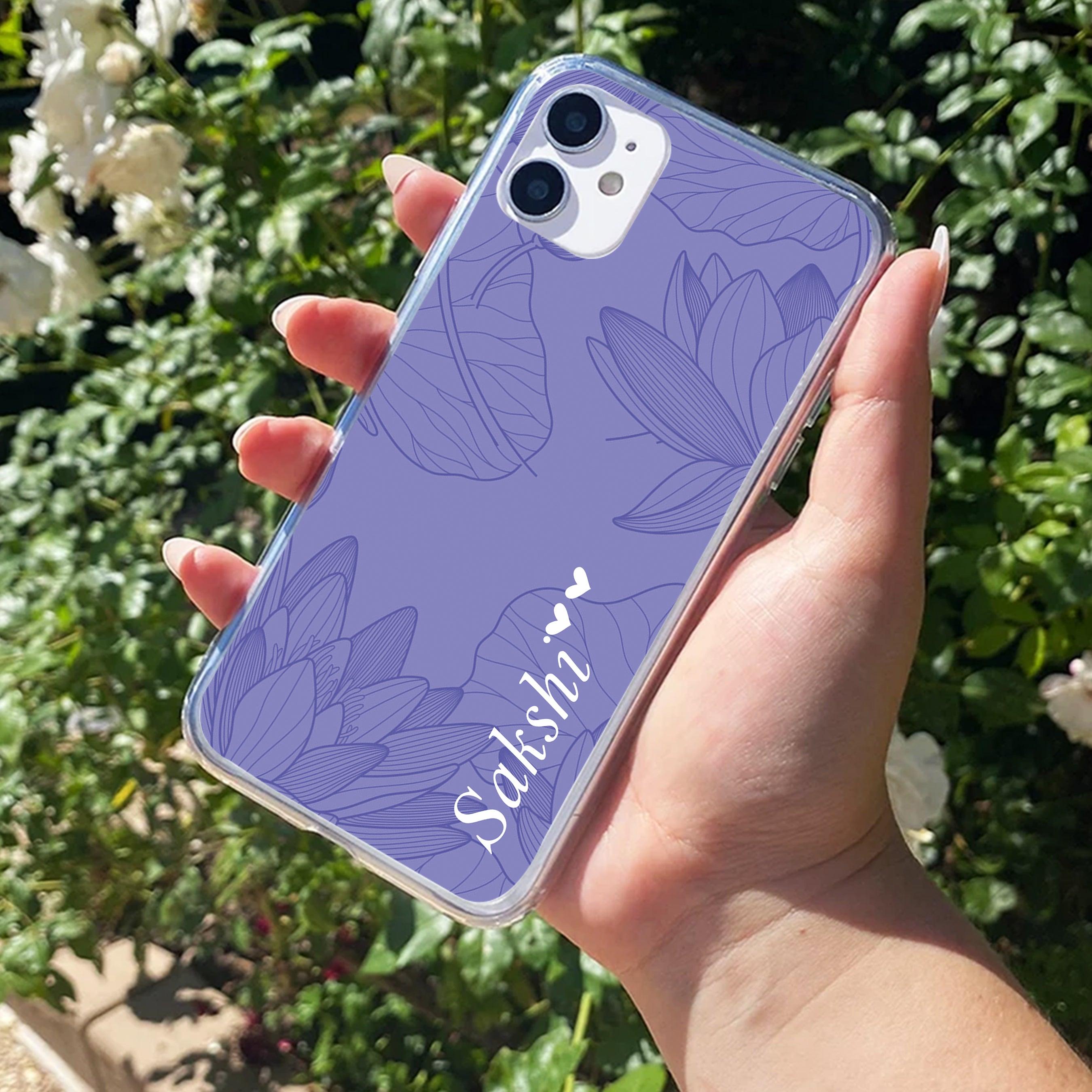 Customized luxury Purple leaves Transparent Silicon Case For iPhone - ShopOnCliQ