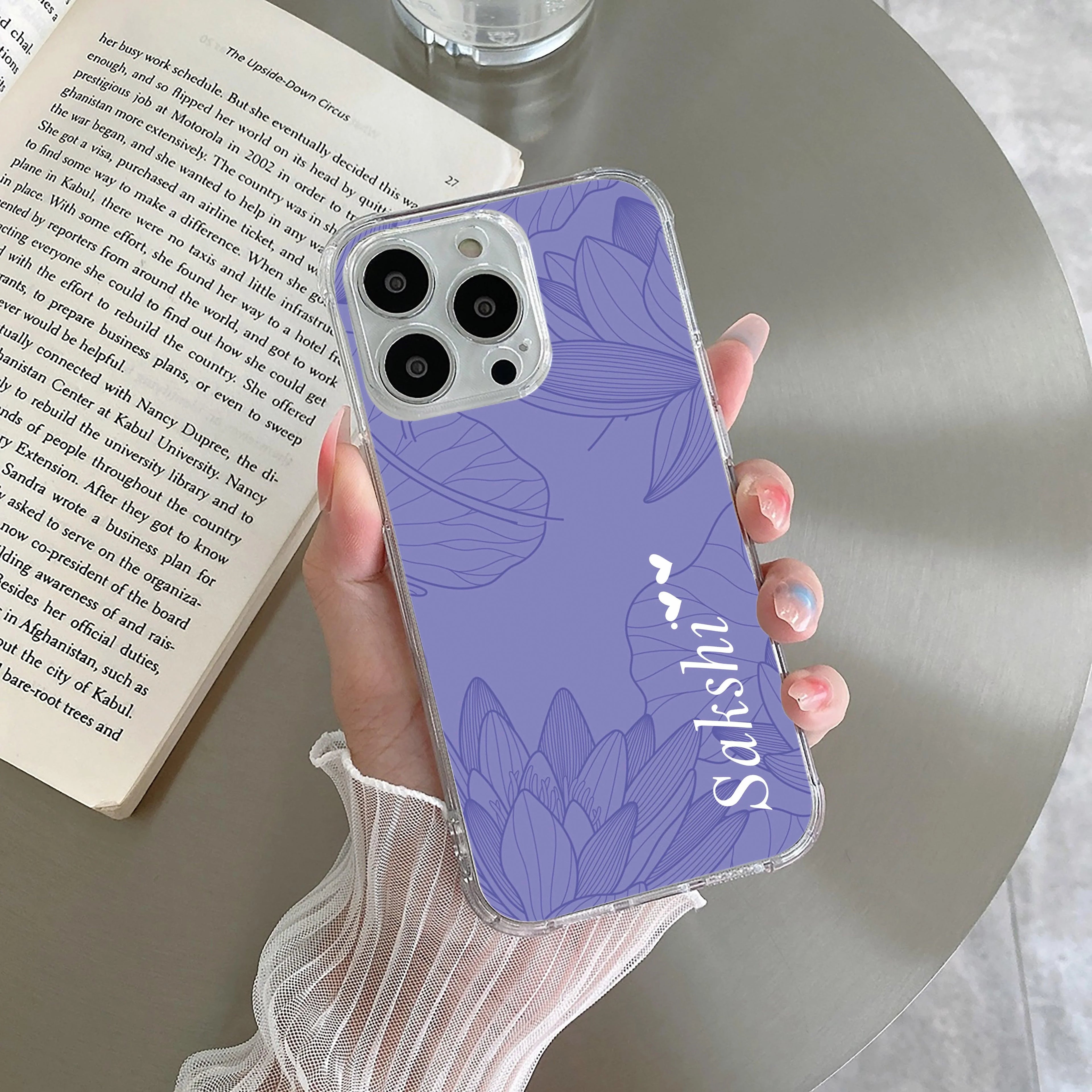 Customized luxury Purple leaves Transparent Silicon Case For iQOO - ShopOnCliQ