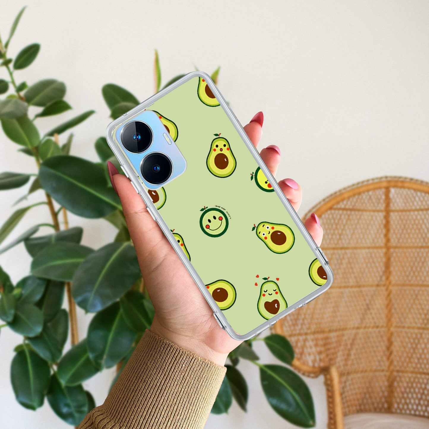 Cute Avocado Transparent Silicon Case For Realme/Narzo