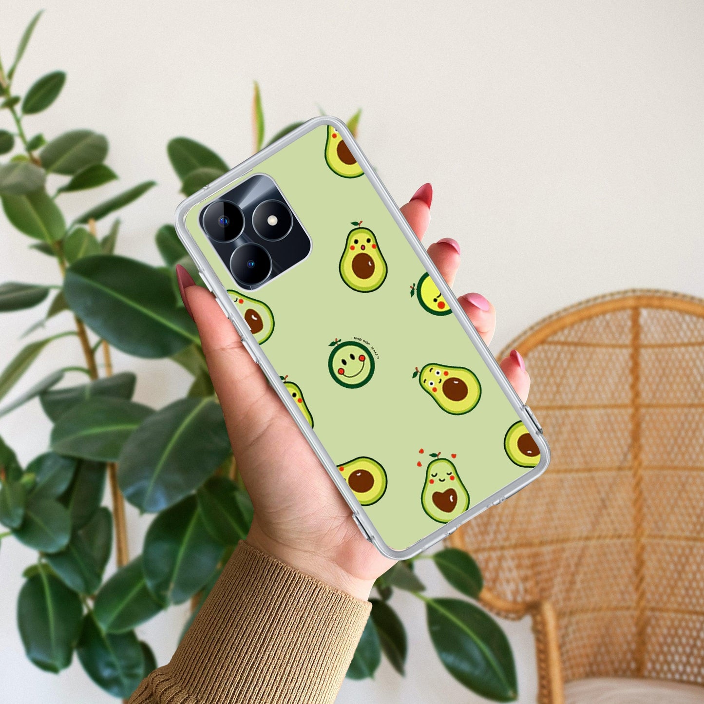 Cute Avocado Transparent Silicon Case For Realme/Narzo