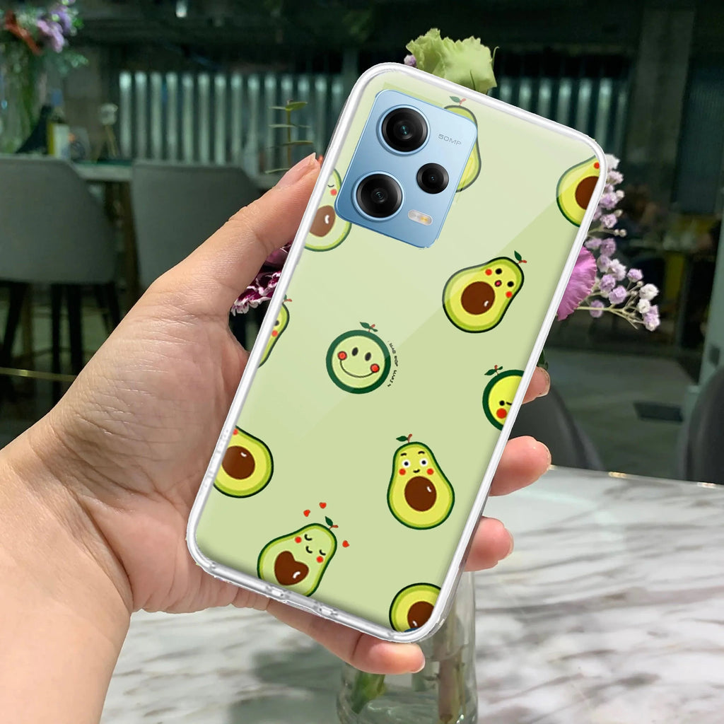 Cute Avocado Transparent Silicon Case For Redmi Note 14 5G