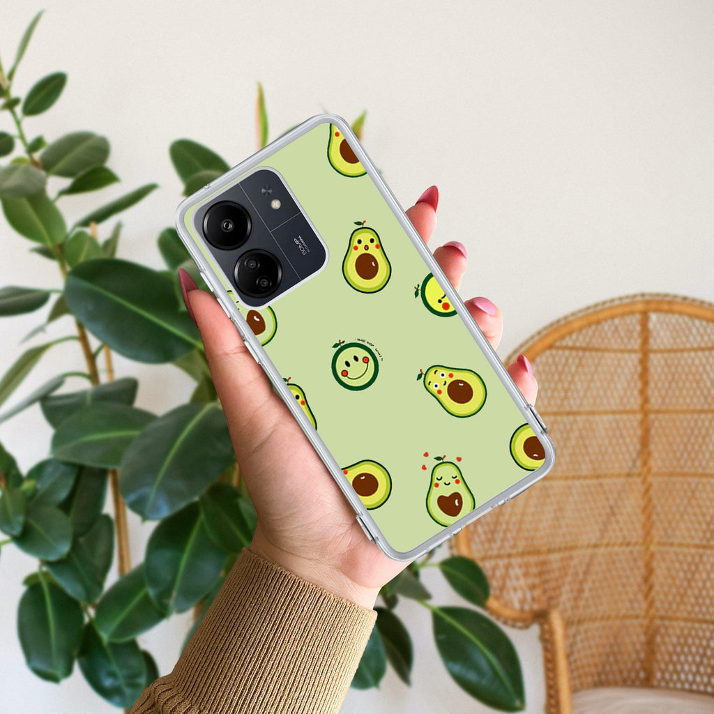 Cute Avocado Transparent Silicon Case For Redmi 13C 4G