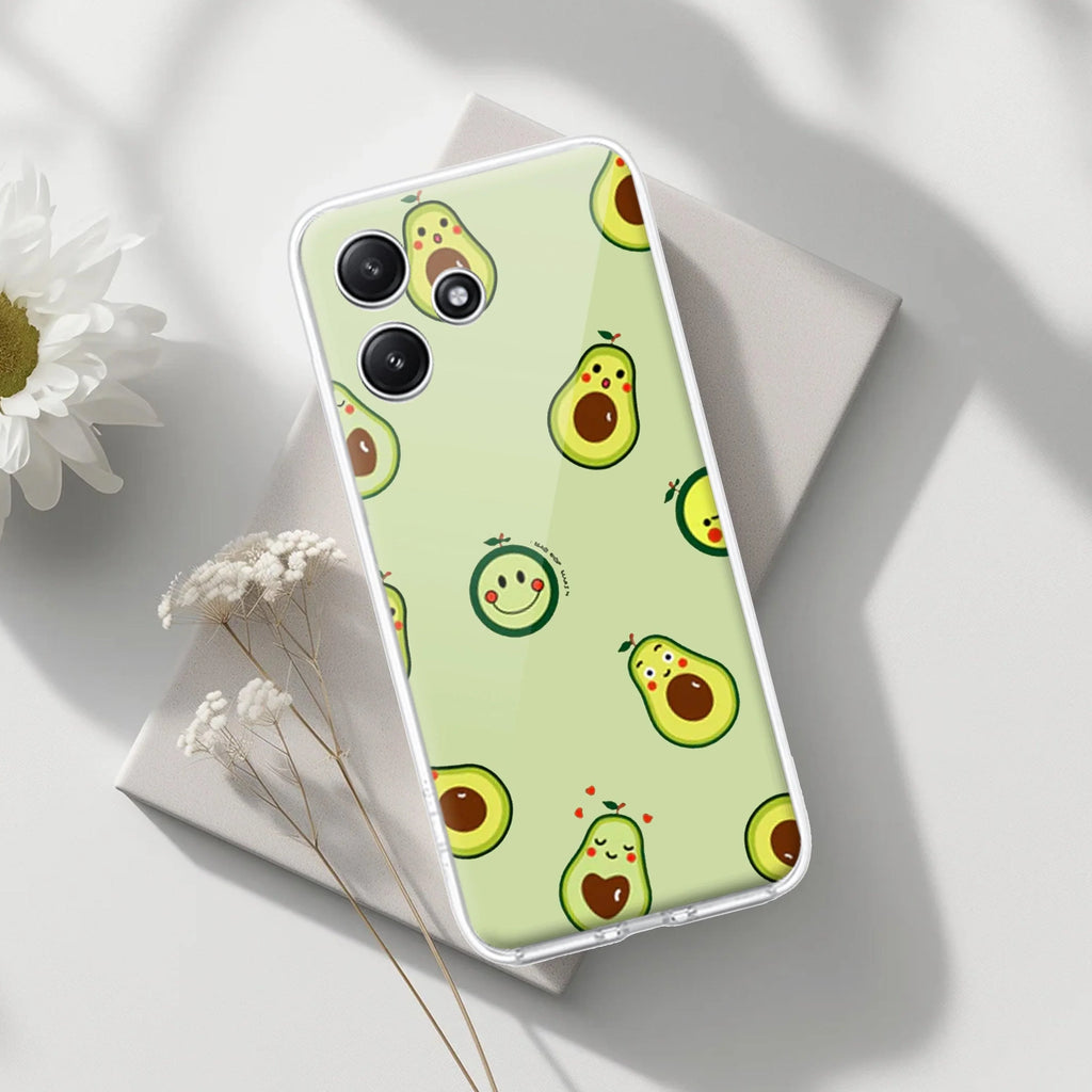 Cute Avocado Transparent Silicon Case For Redmi 12 4G
