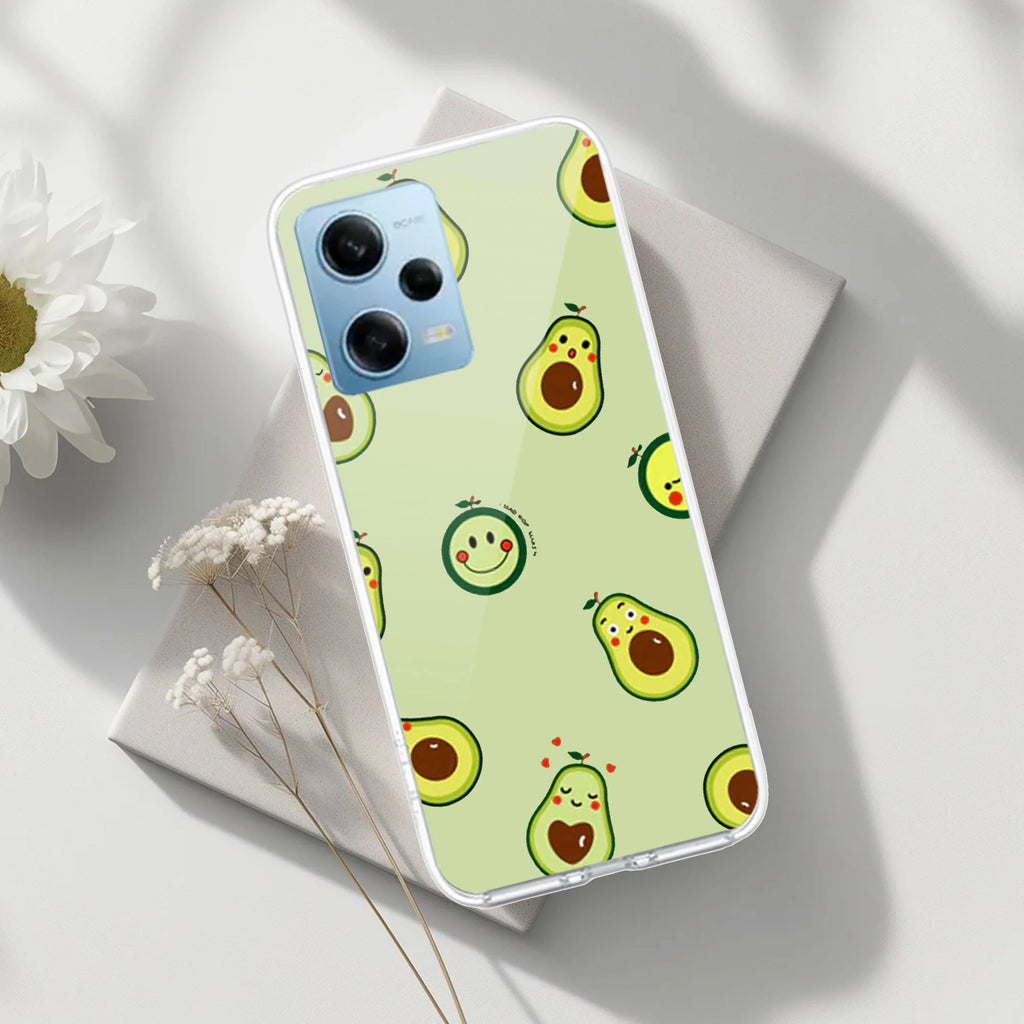 Cute Avocado Transparent Silicon Case For Redmi Note 14 Pro Plus 5G