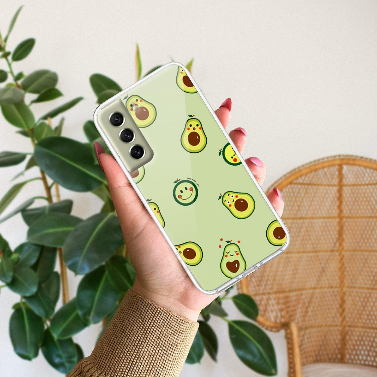 Cute Avocado Transparent Silicon Case For Samsung