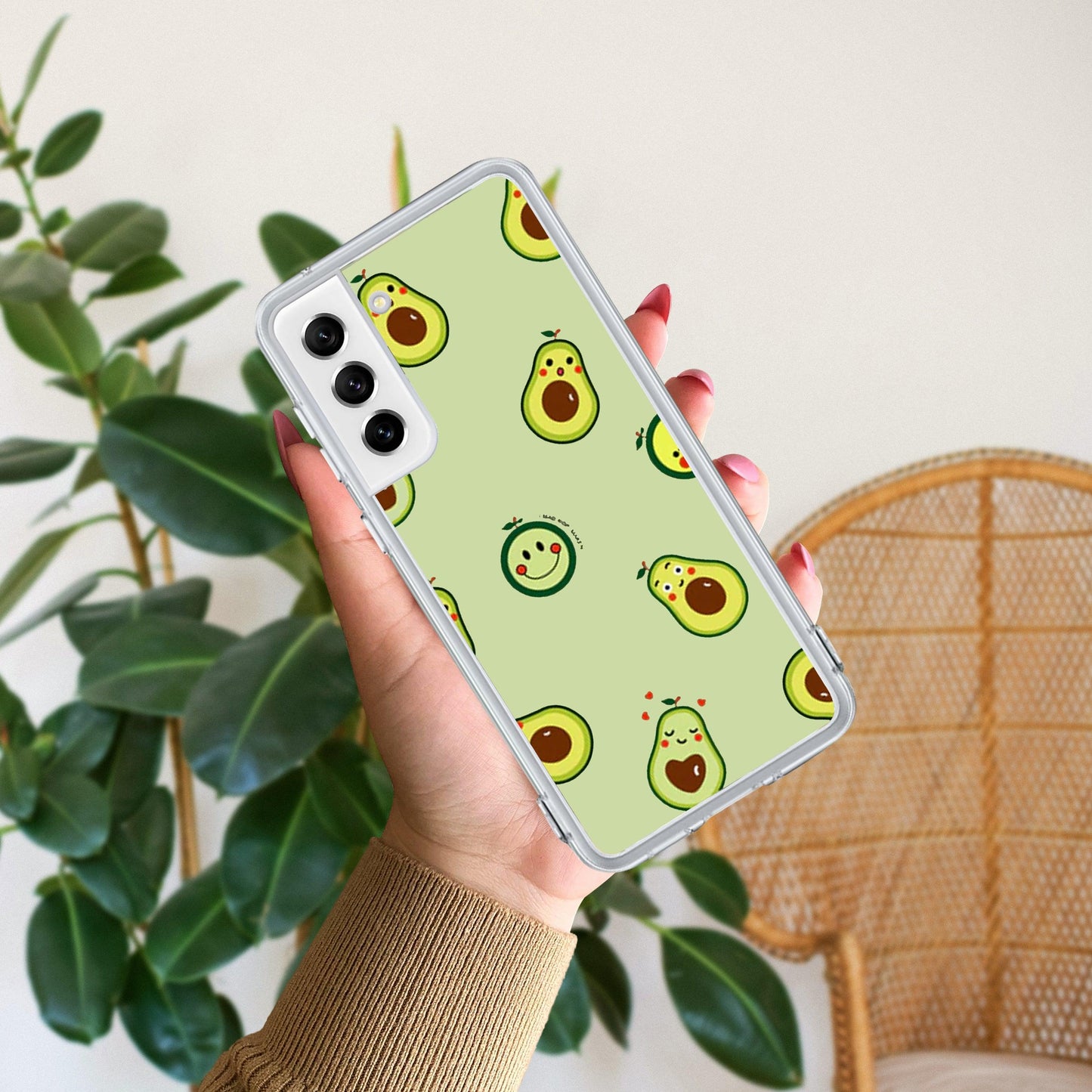 Cute Avocado Transparent Silicon Case For Samsung