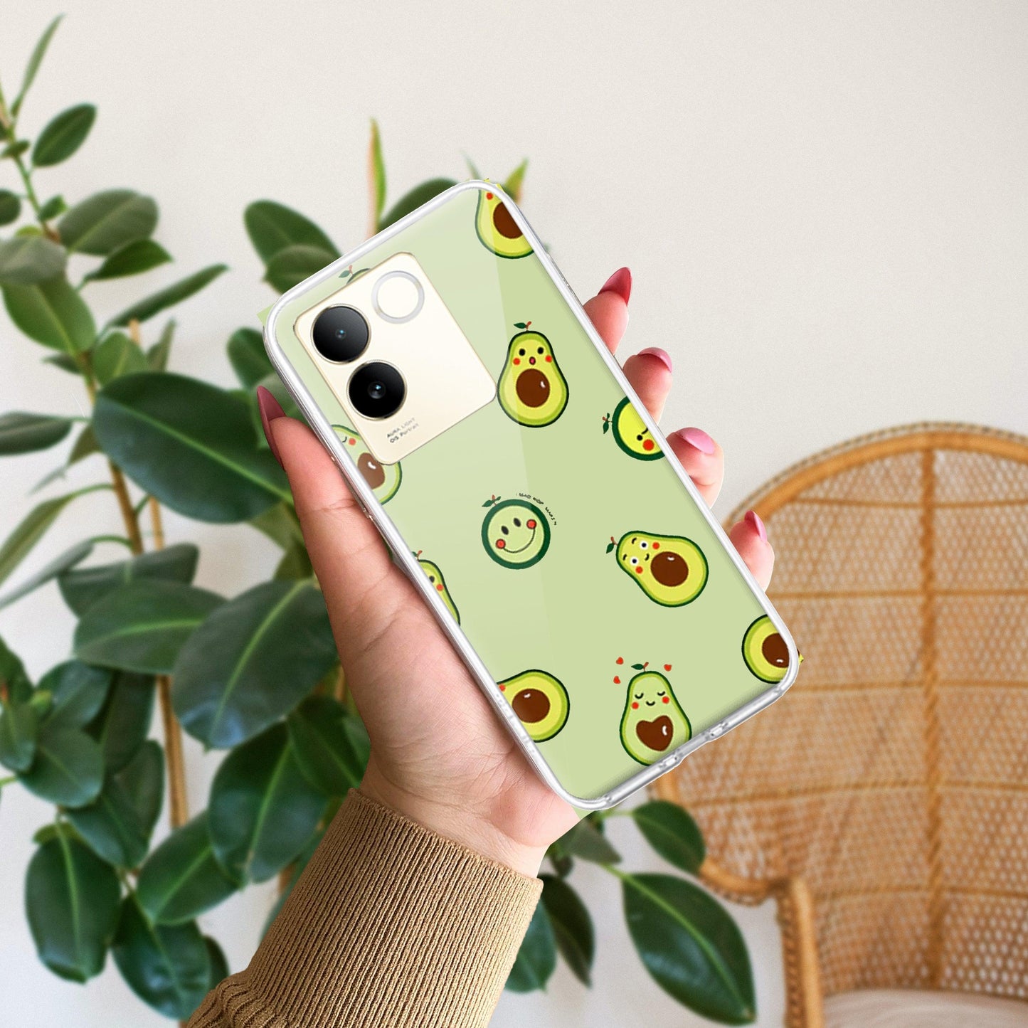 Cute Avocado Transparent Silicon Case For Vivo