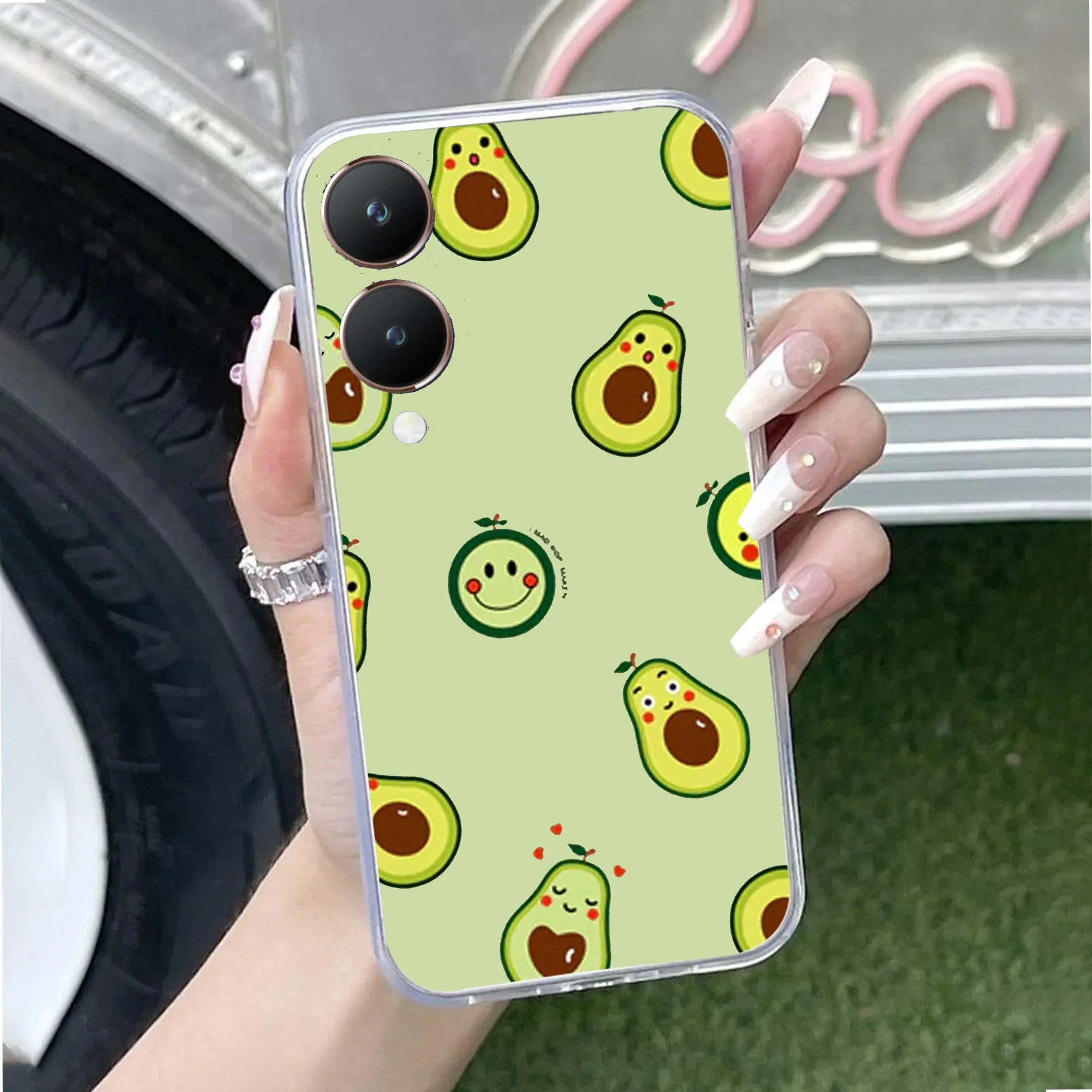 Cute Avocado Transparent Silicon Case For Vivo Y28 5G
