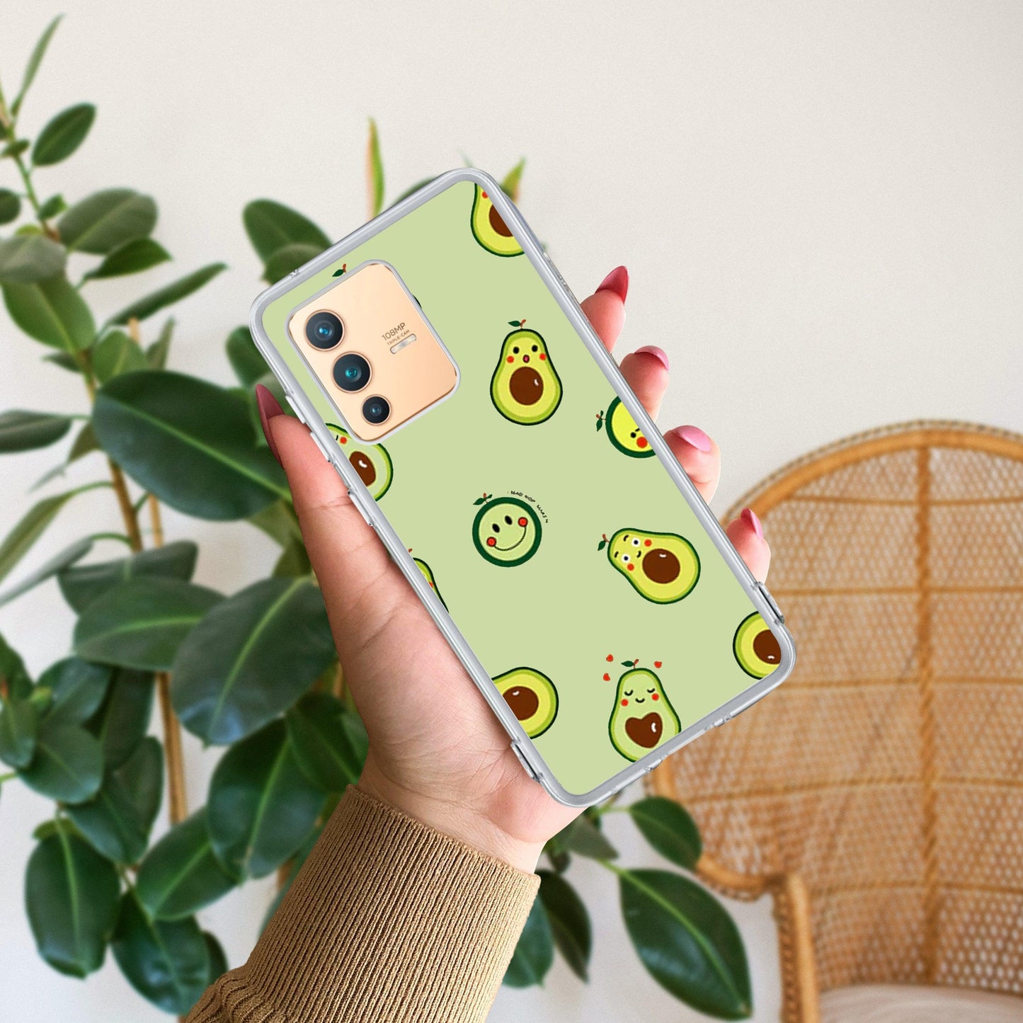 Cute Avocado Transparent Silicon Case For Vivo