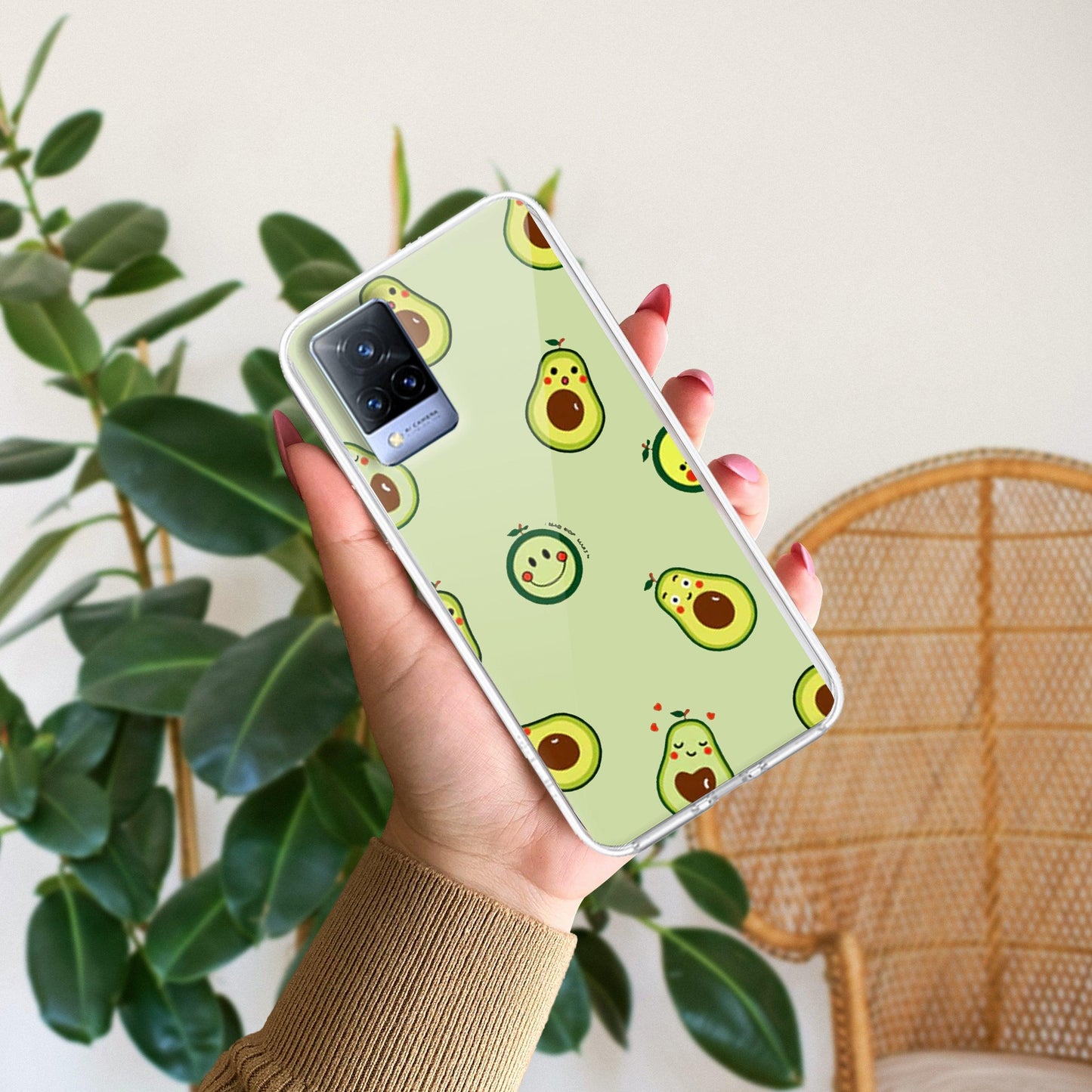 Cute Avocado Transparent Silicon Case For Vivo