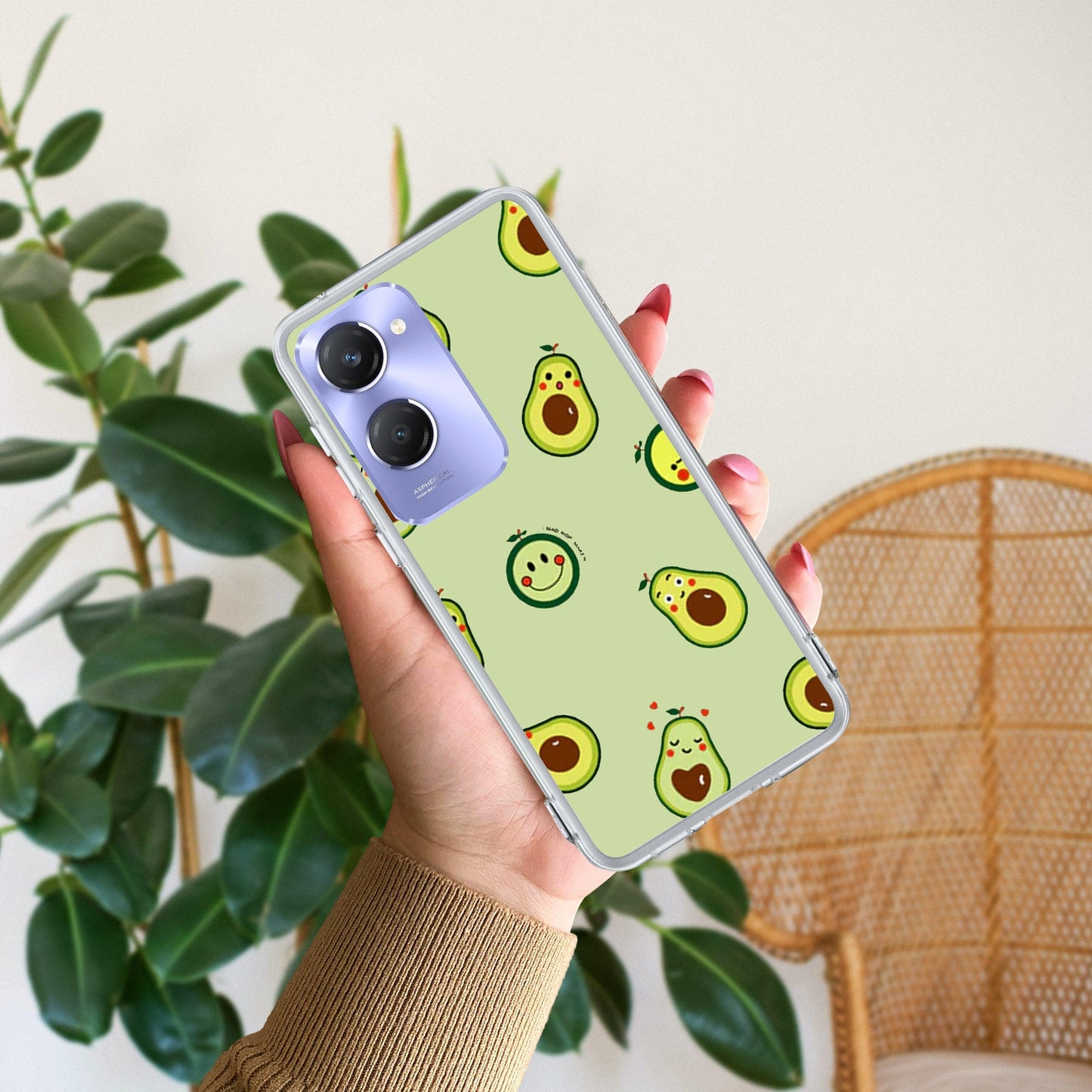Cute Avocado Transparent Silicon Case For Vivo