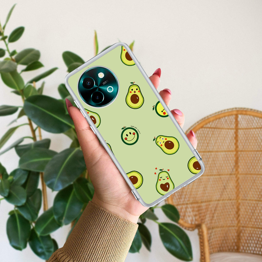 Cute Avocado Transparent Silicon Case For Vivo V30 5G