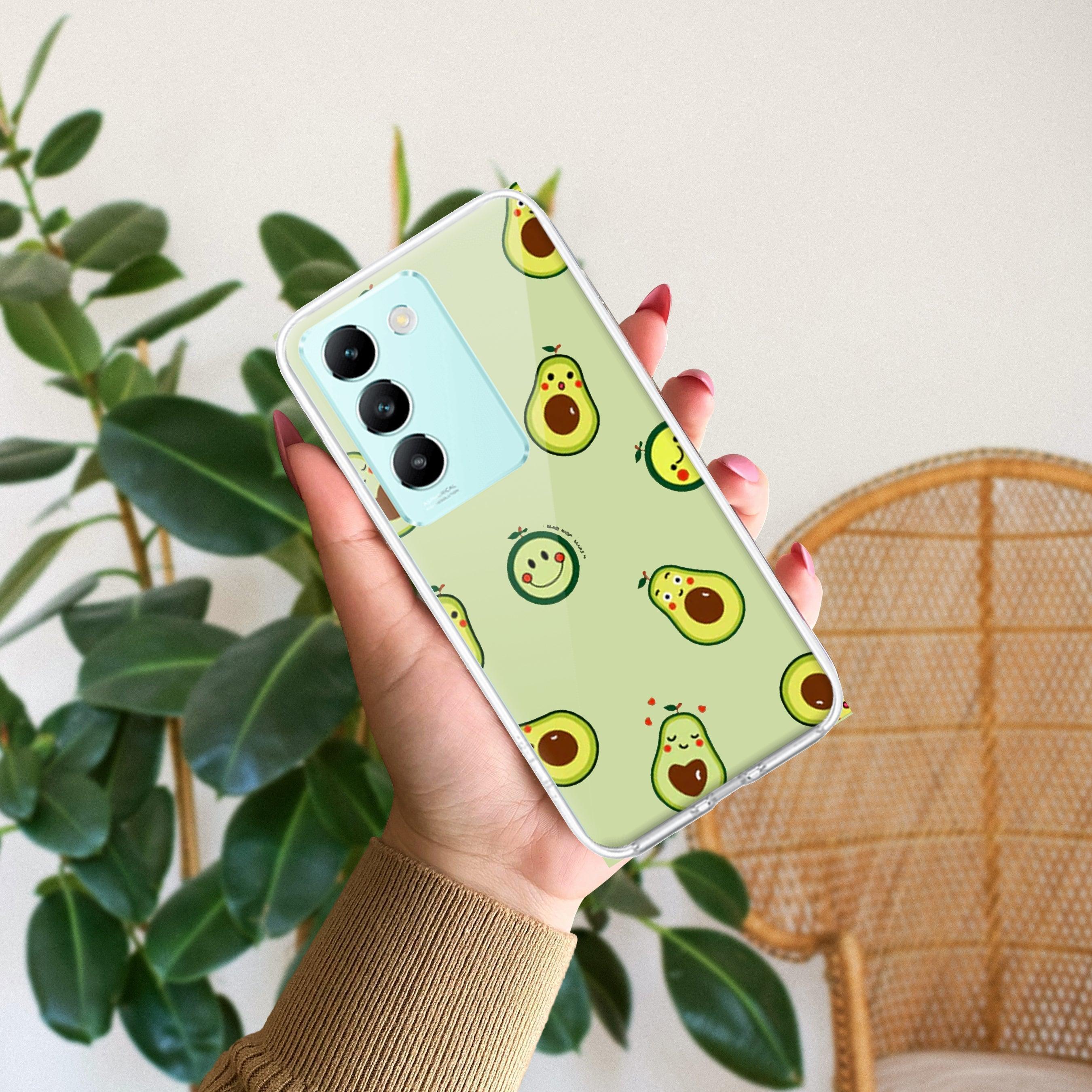 Cute Avocado Transparent Silicon Case For Vivo Y100 5G /  Vivo Y100A 5G