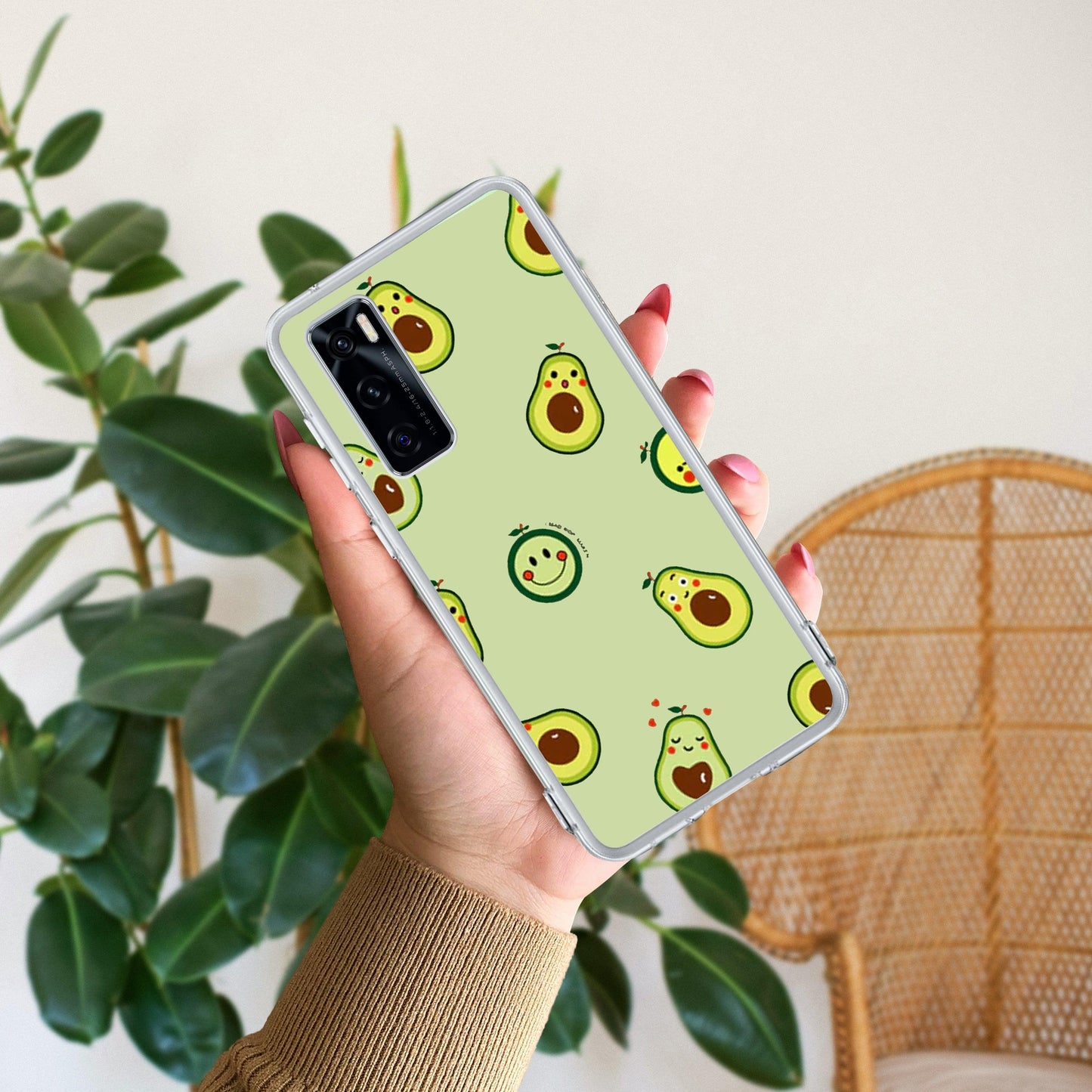 Cute Avocado Transparent Silicon Case For Vivo
