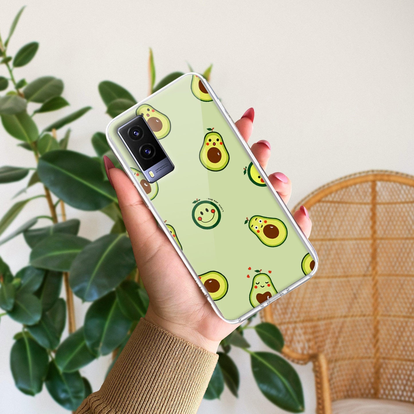 Cute Avocado Transparent Silicon Case For Vivo