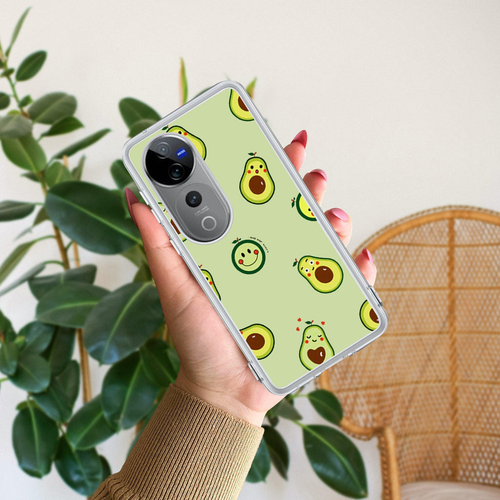 Cute Avocado Transparent Silicon Case For Vivo T1 5G