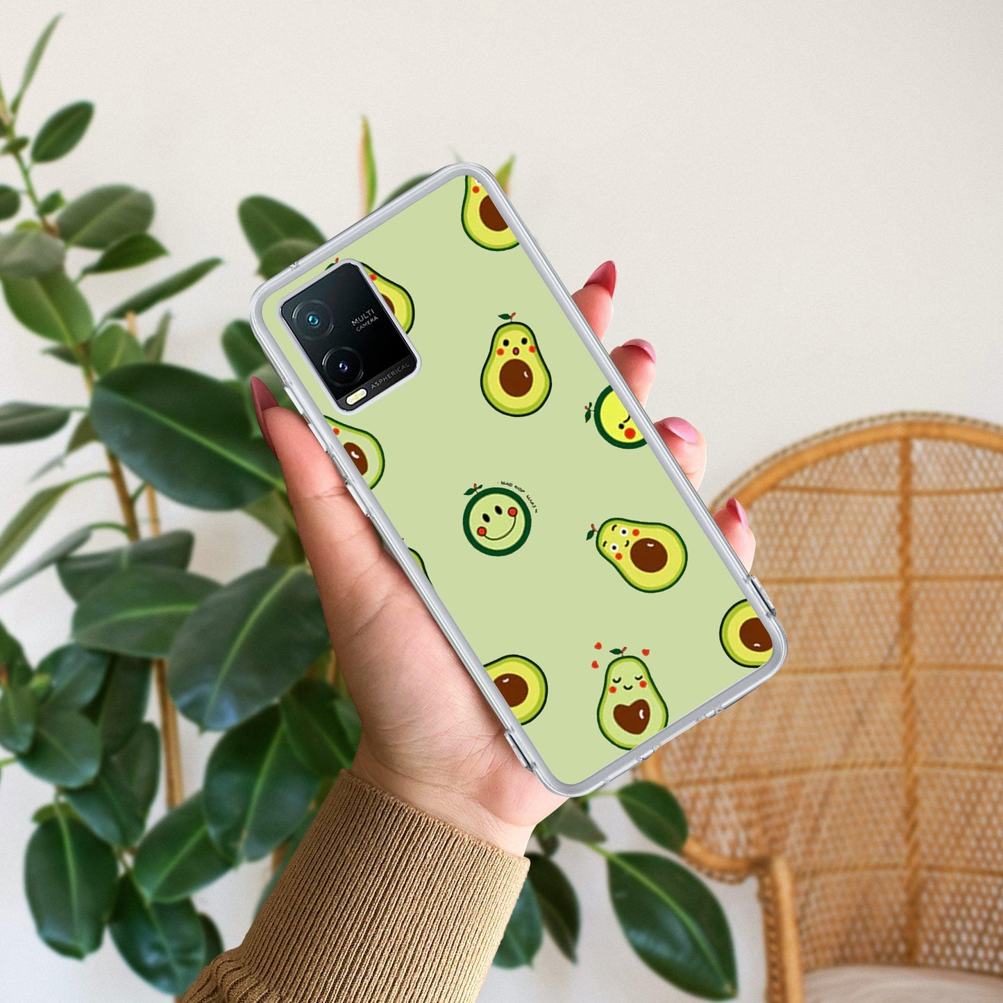 Cute Avocado Transparent Silicon Case For Vivo