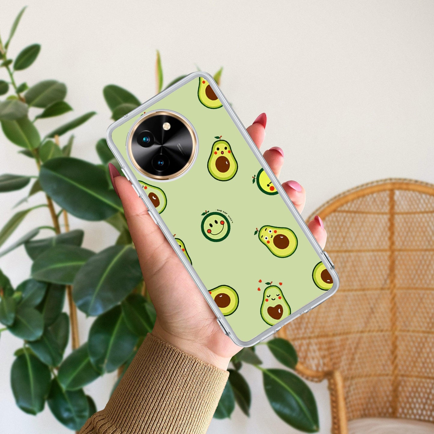 Cute Avocado Transparent Silicon Case For Vivo