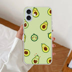 Cute Avocado Anti Yellow Clear Case For iPhone 16 Plus