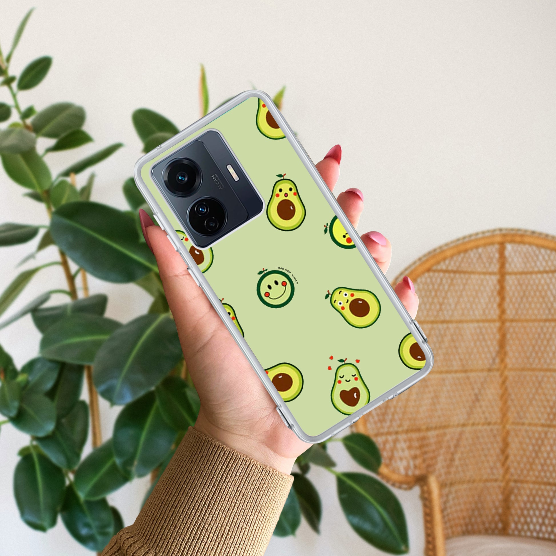 Cute Avocado Customize Transparent Silicon Case For iQOO ShopOnCliQ