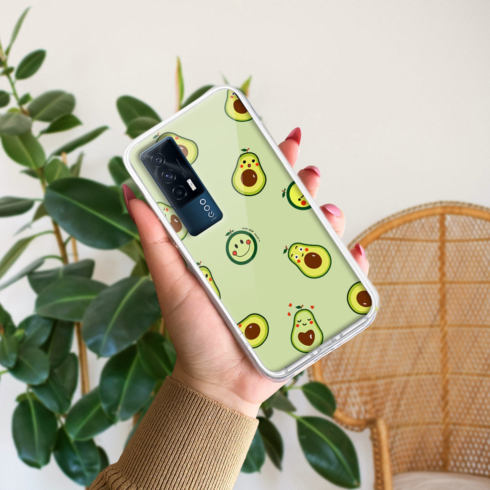 Cute Avocado Customize Transparent Silicon Case For iQOO ShopOnCliQ