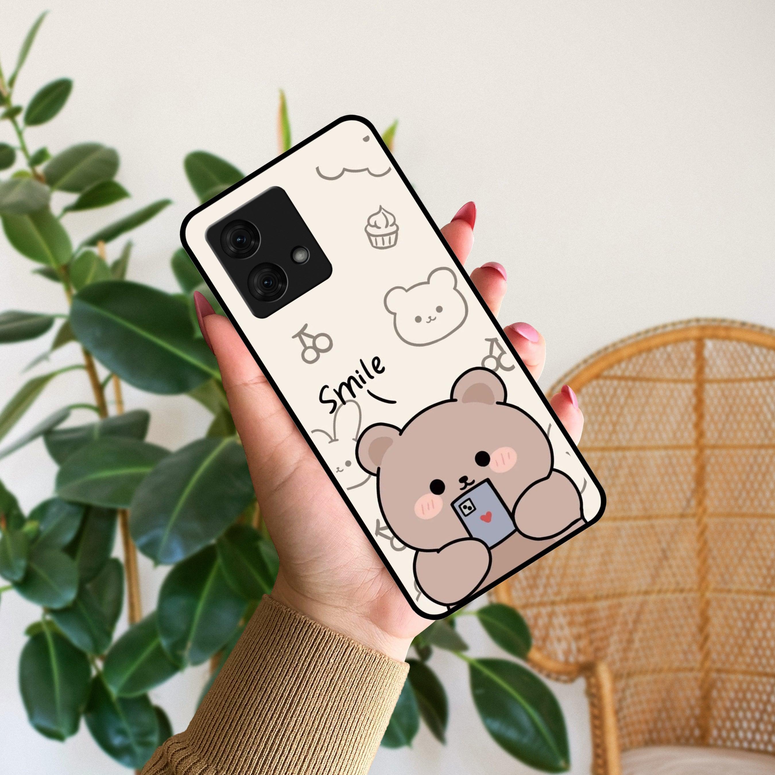 Cute Bear Glossy Metal Case Cover For Motorola - ShopOnCliQ