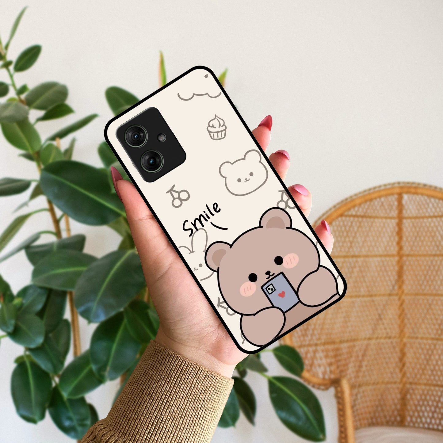 Cute Bear Glossy Metal Case Cover For Motorola ShopOnCliQ