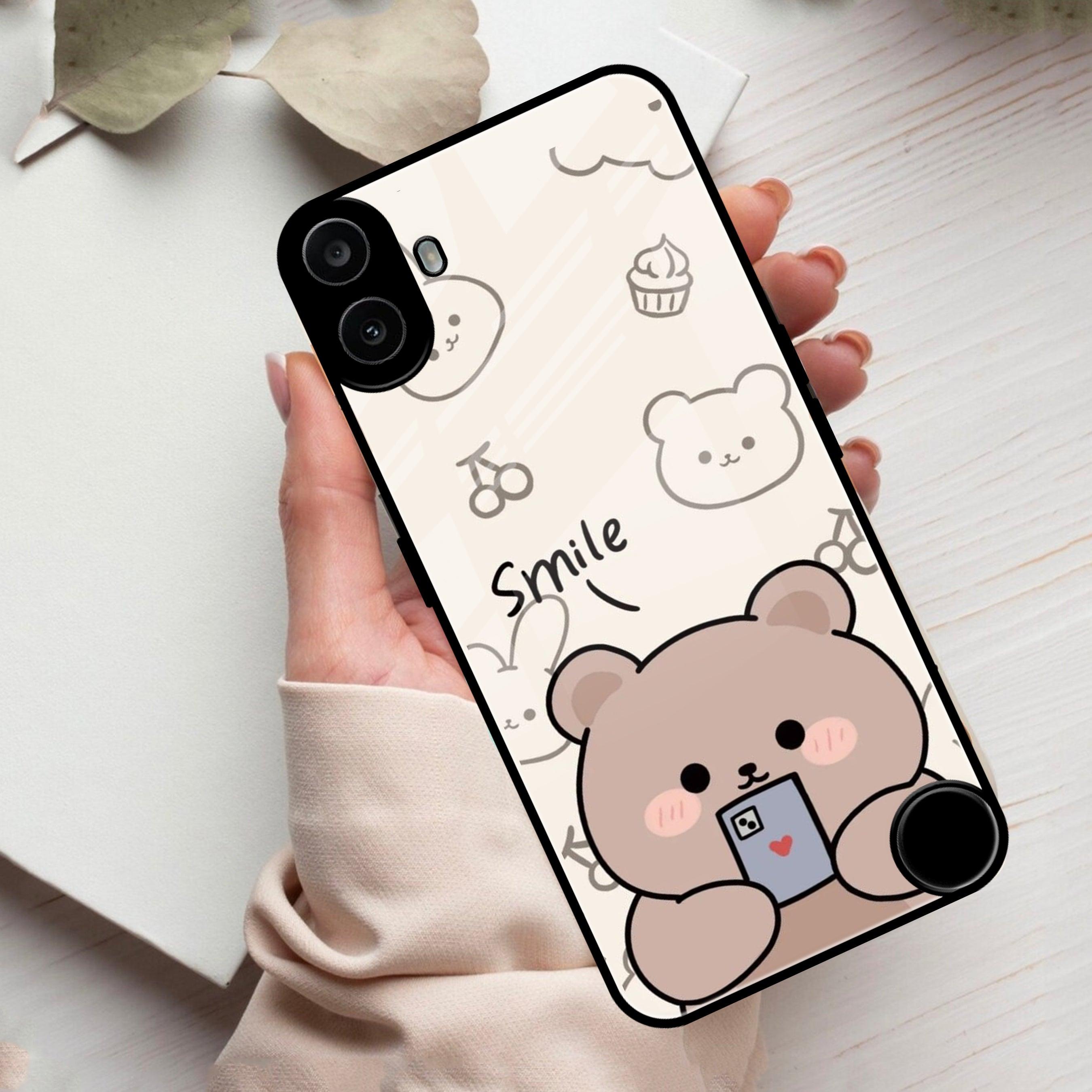 Cute Bear Glossy Metal Case Cover For Nothing - ShopOnCliQ