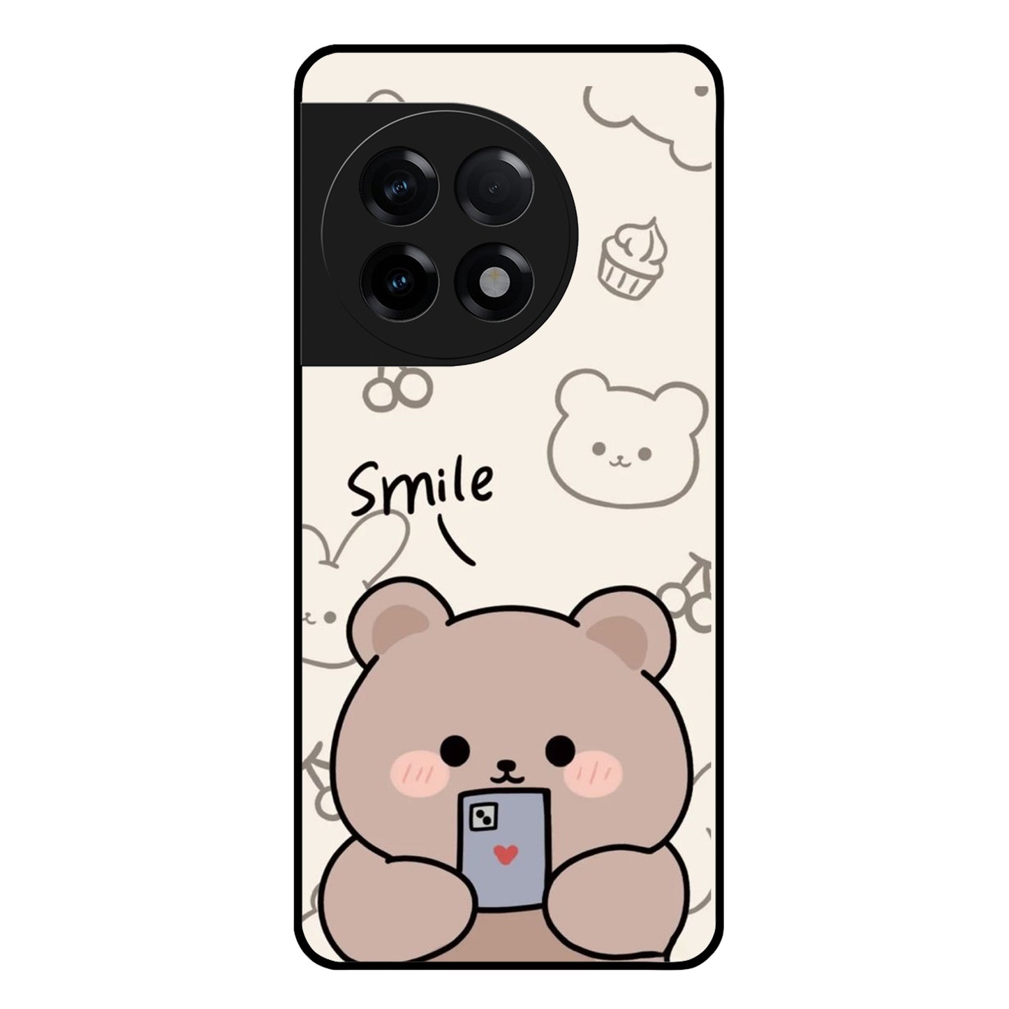 Cute Bear Glossy Metal Case Cover For OnePlus - ShopOnCliQ