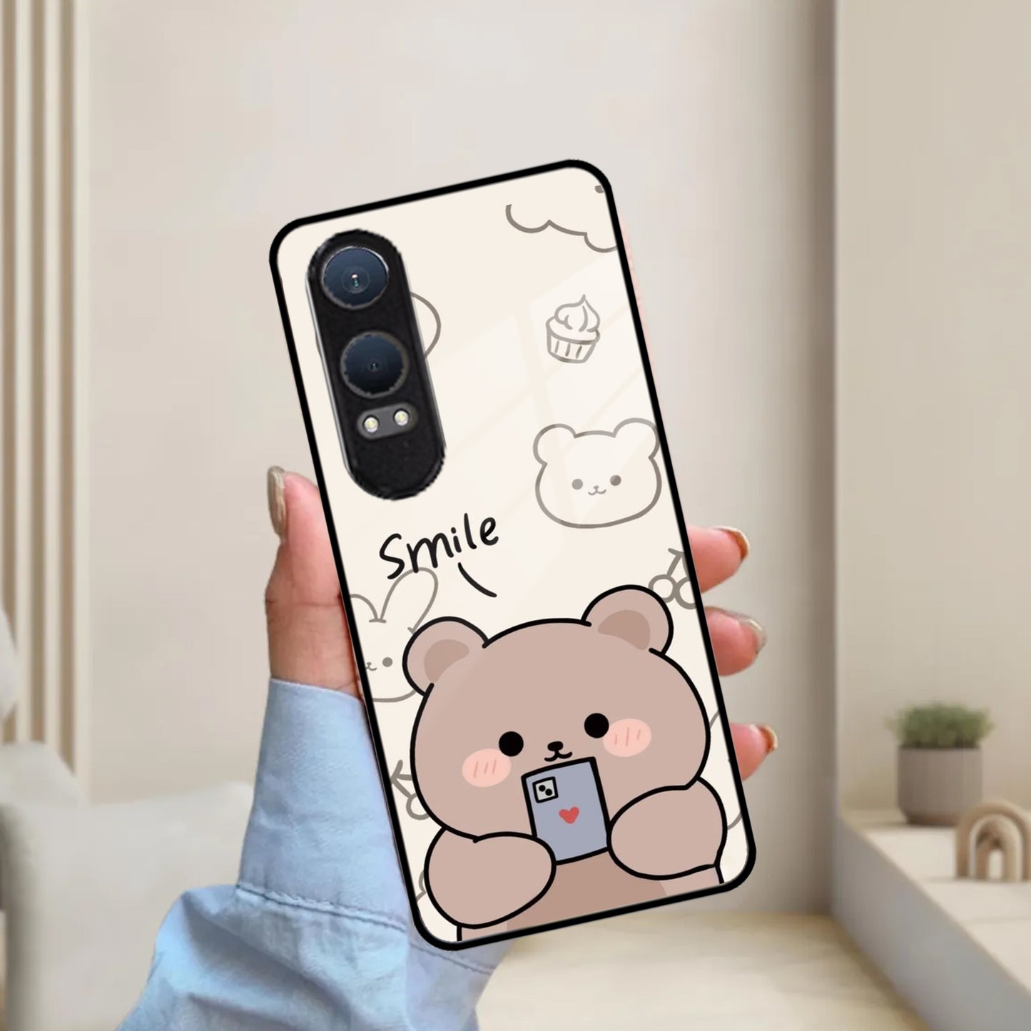 Cute Bear Glossy Metal Case Cover For OnePlus - ShopOnCliQ