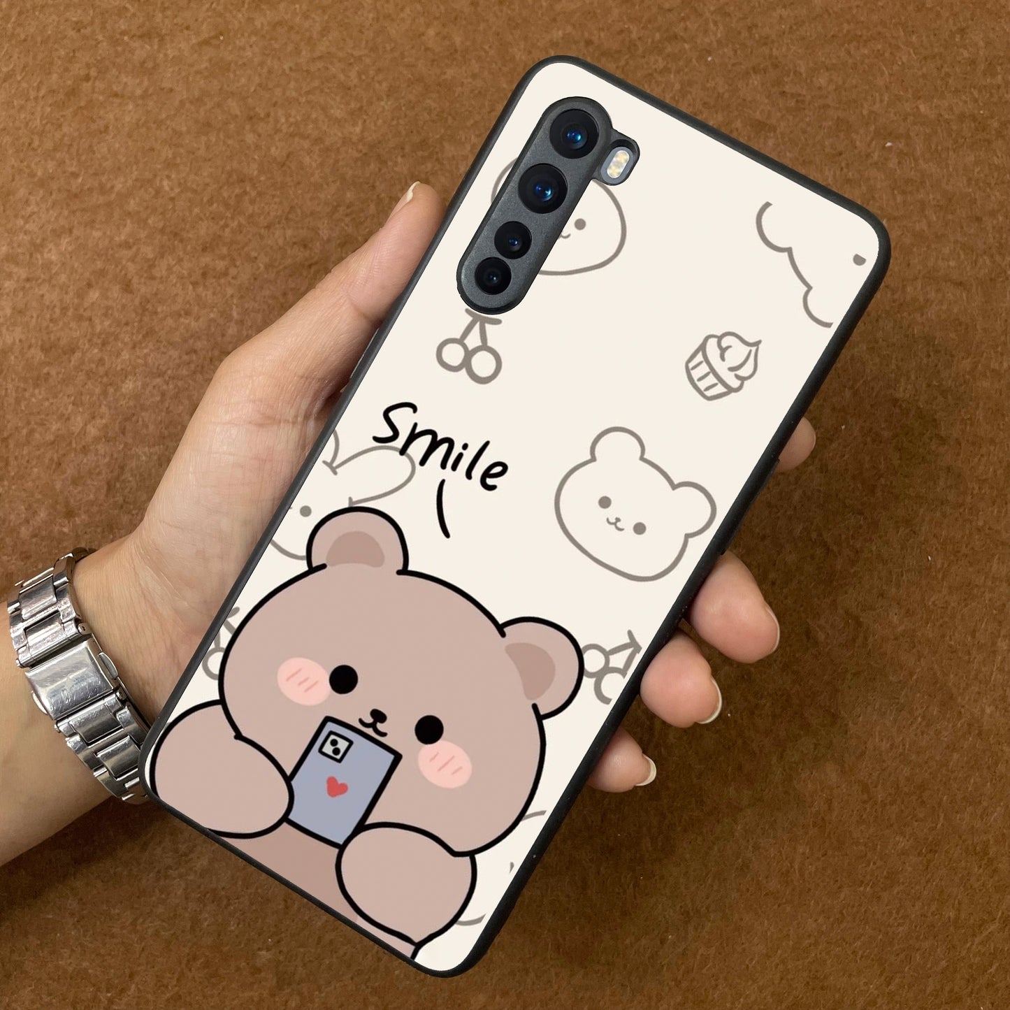 Cute Bear Glossy Metal Case Cover For OnePlus - ShopOnCliQ