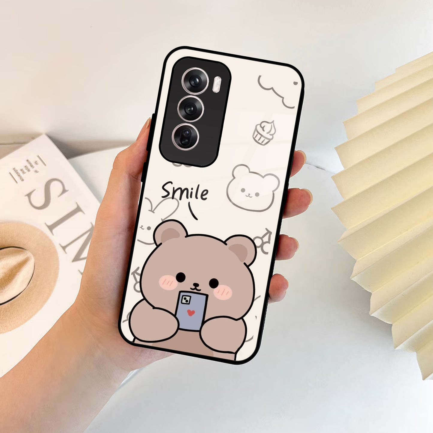 Cute Bear Glossy Metal Case Cover For Oppo - ShopOnCliQ