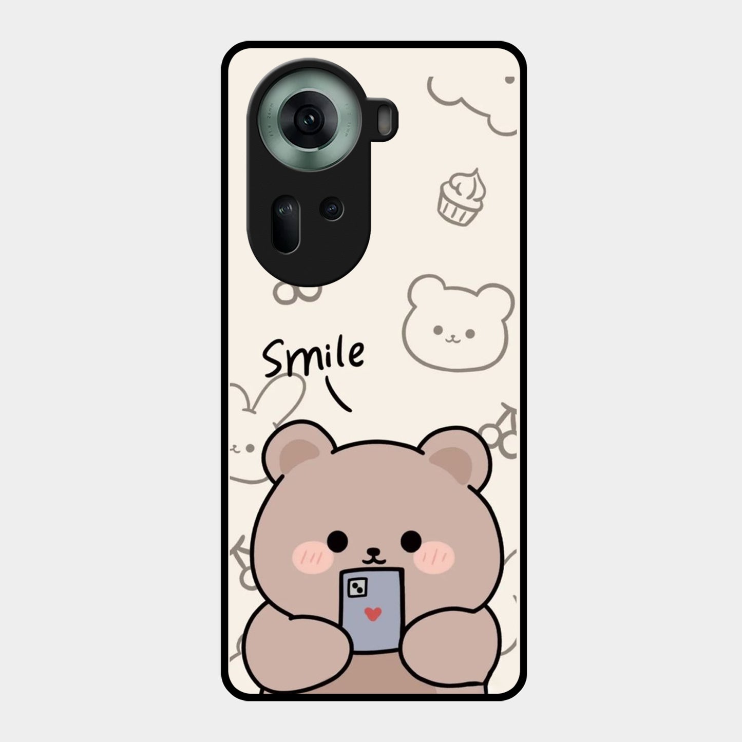 Cute Bear Glossy Metal Case Cover For Oppo - ShopOnCliQ