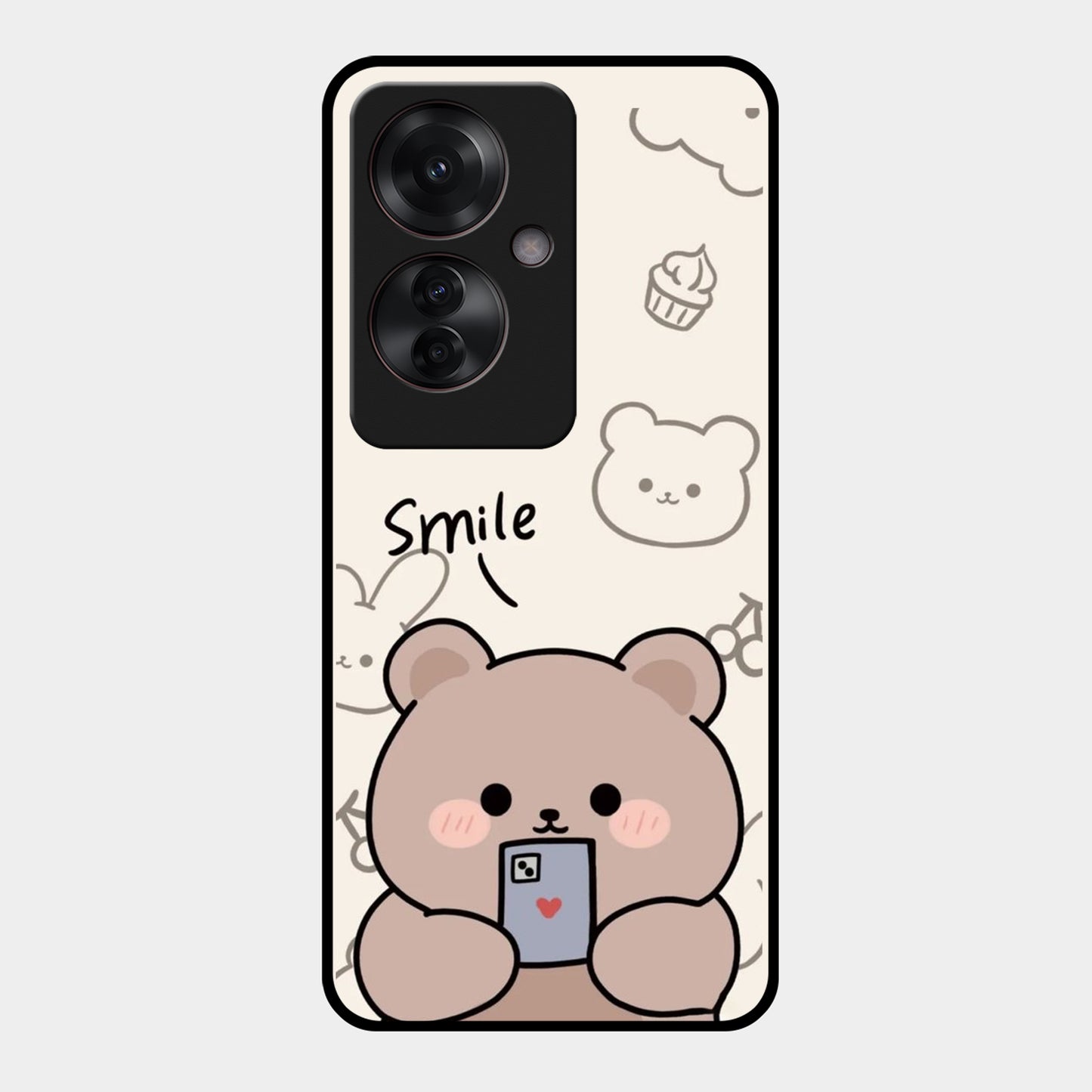 Cute Bear Glossy Metal Case Cover For Oppo - ShopOnCliQ