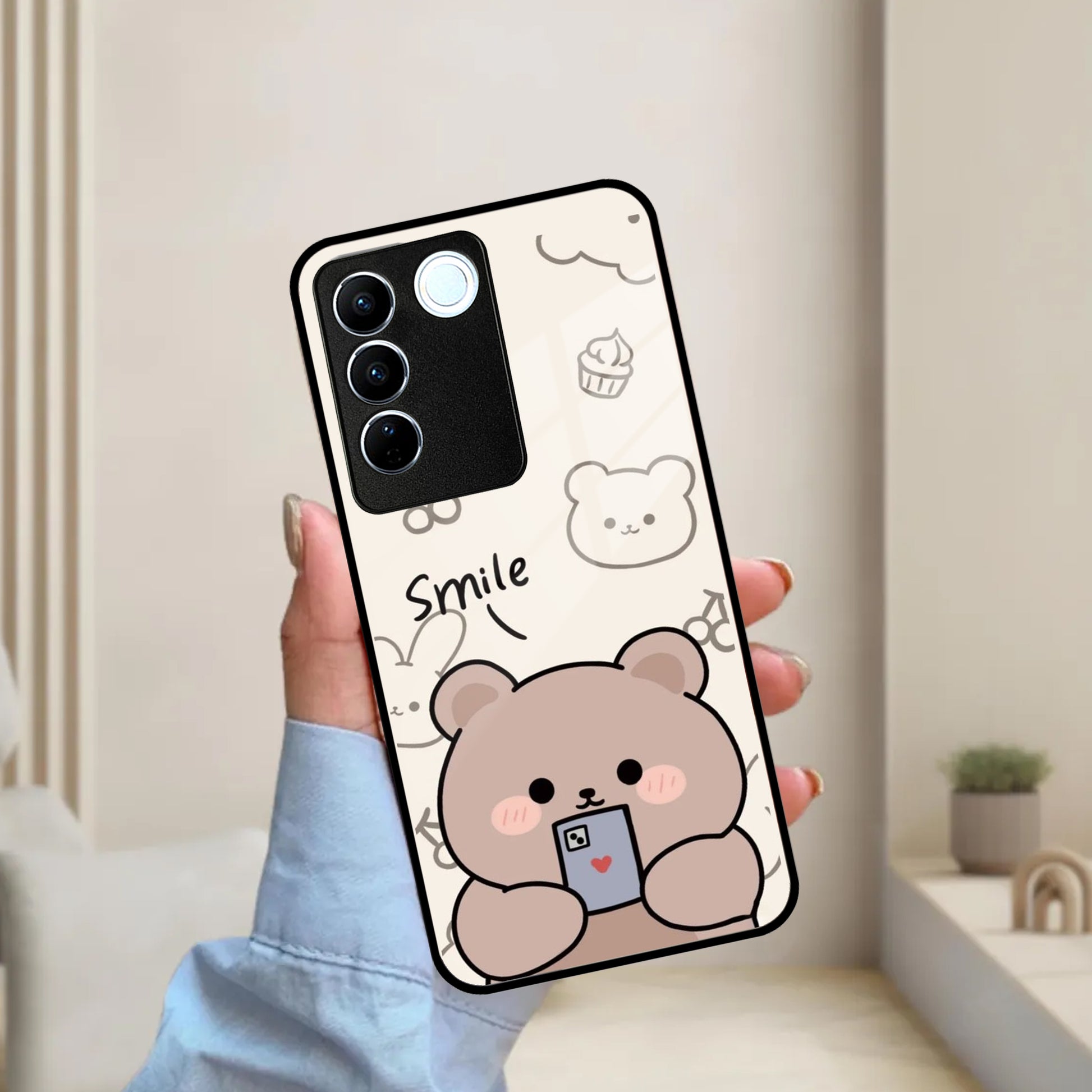 Cute Bear Glossy Metal Case Cover For Vivo ShopOnCliQ