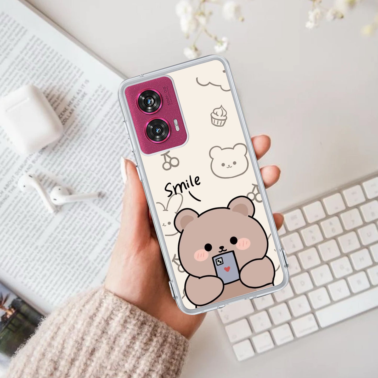 Cute Bear Transparent Silicon Case For Motorola ShopOnCliQ