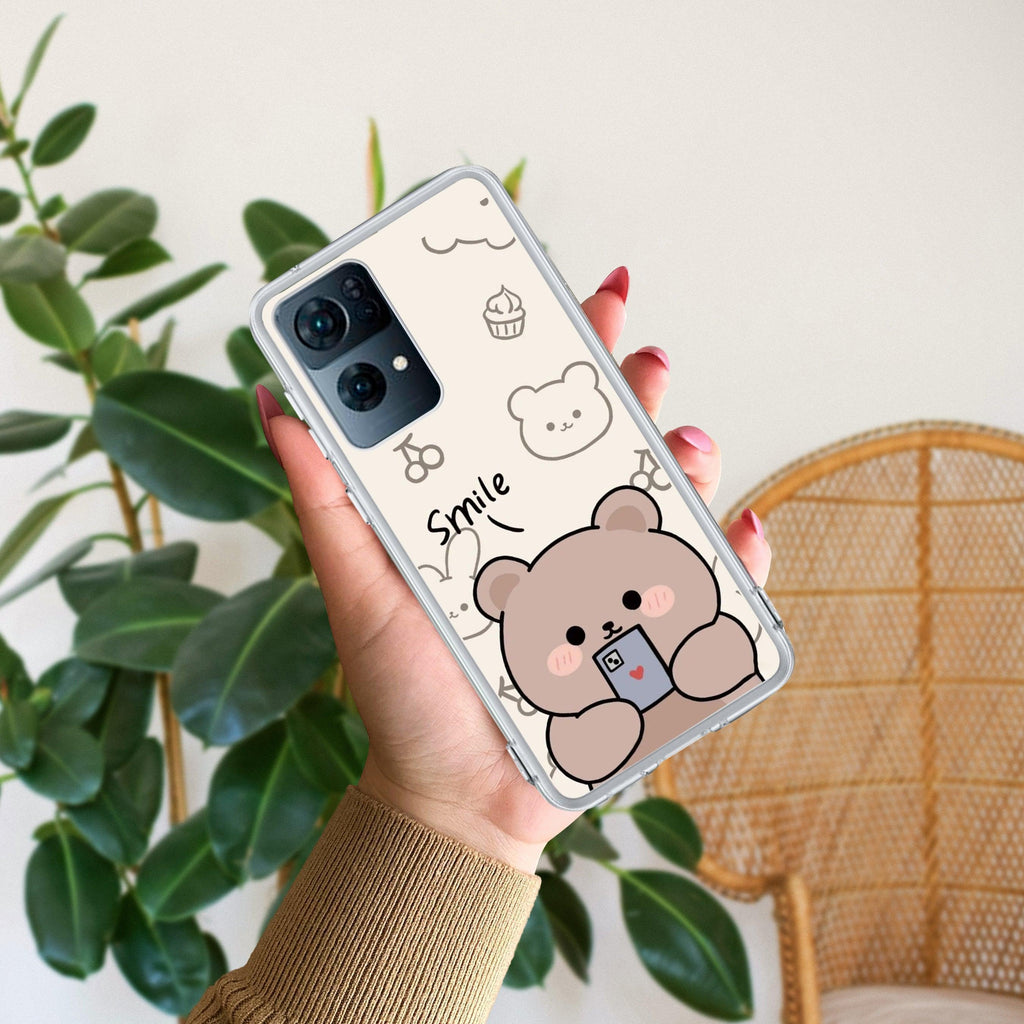 Cute Bear Transparent Silicon Case For Oppo Reno 7 Pro 5G