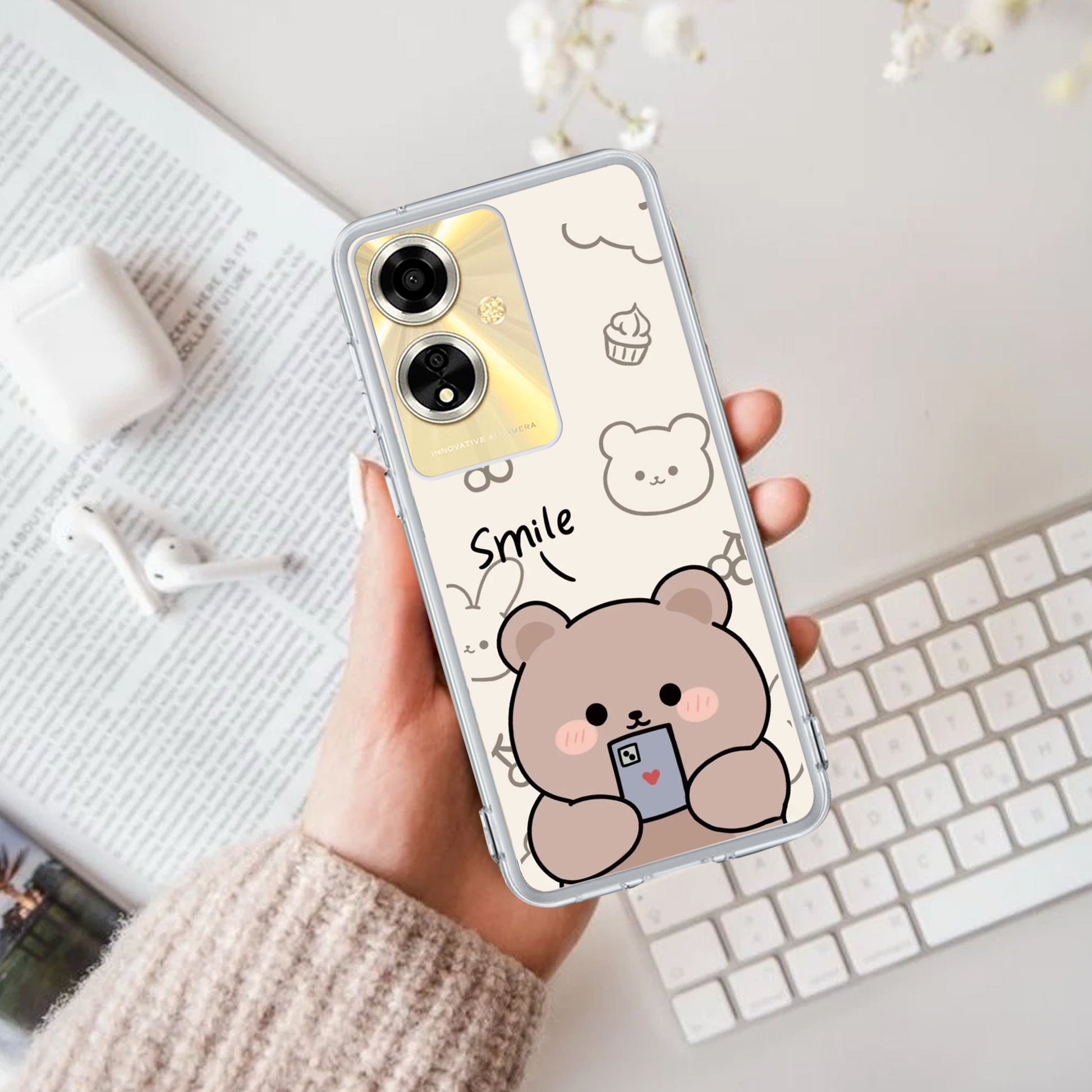 Cute Bear Transparent Silicon Case For Oppo ShopOnCliQ