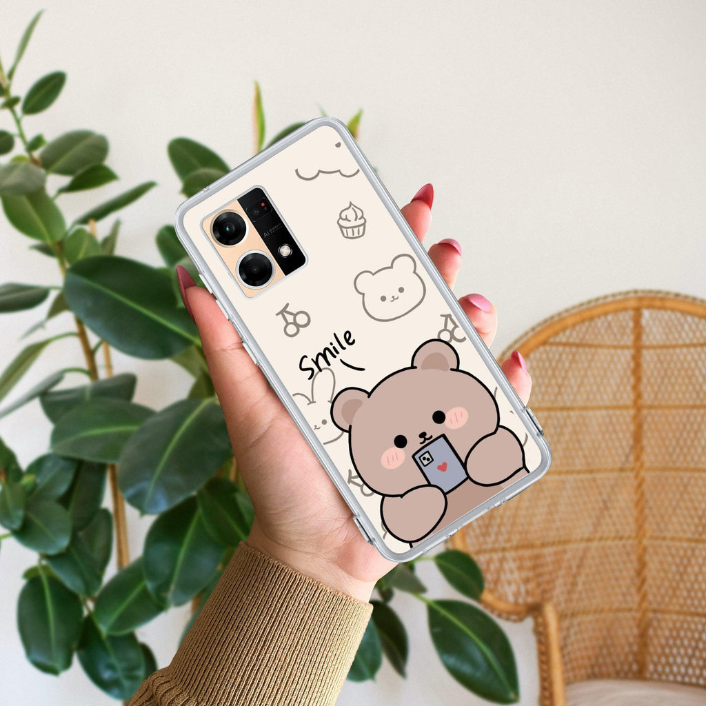 Cute Bear Transparent Silicon Case For Oppo Reno 7 5G