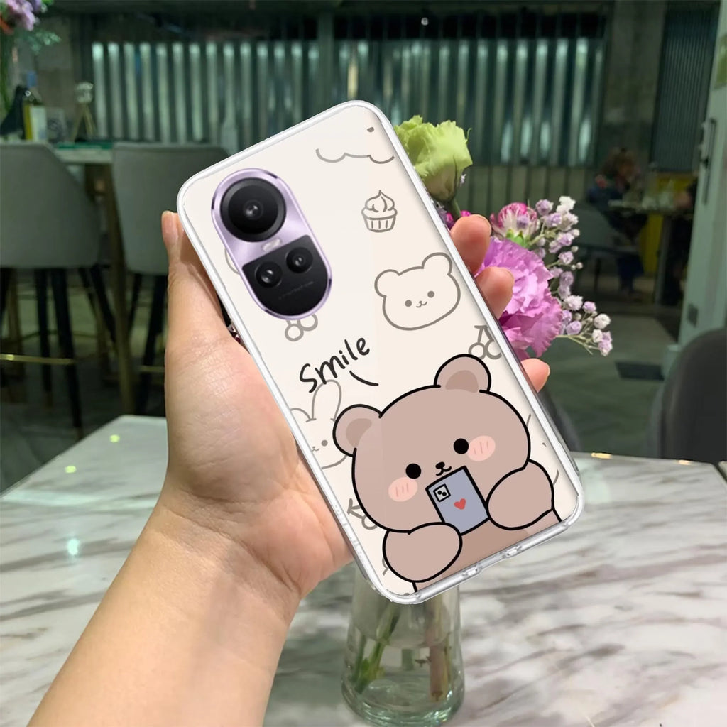 Cute Bear Transparent Silicon Case For Oppo Reno 8 5G
