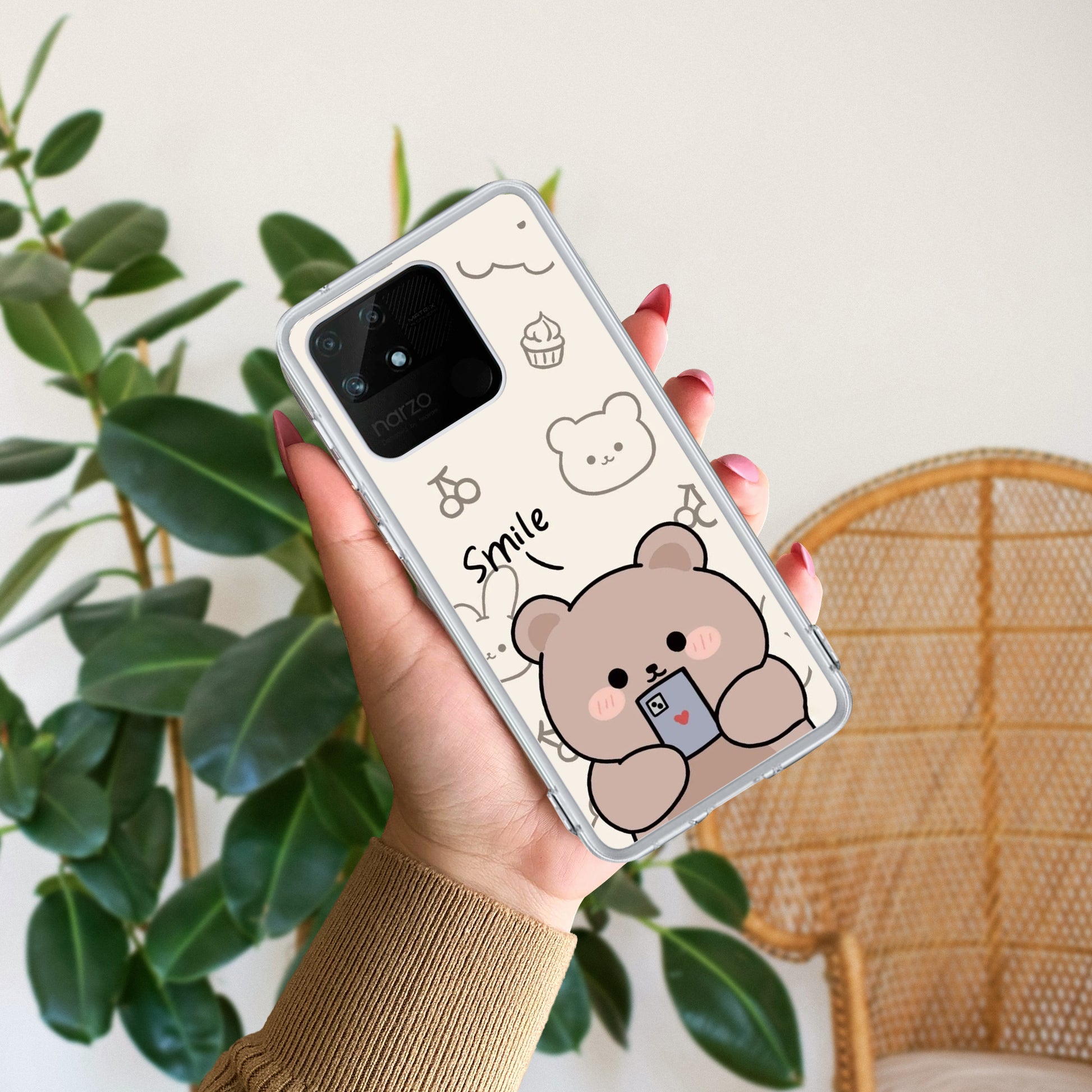 Cute Bear Transparent Silicon Case For Realme/Narzo ShopOnCliQ