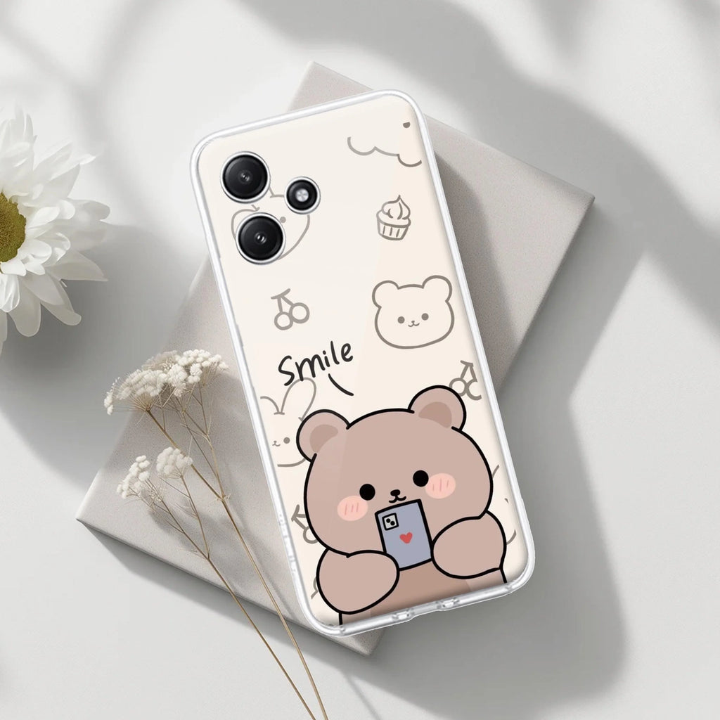 Cute Bear Transparent Silicon Case For Redmi Note 13 Pro 5G