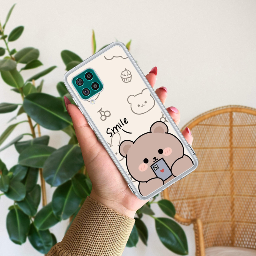 Cute Bear Transparent Silicon Case For Samsung Galaxy S24 Plus 5G